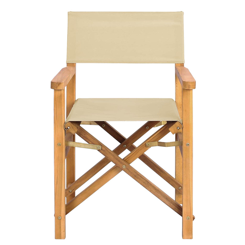 Sedia da regista Marrone e Beige Legno di teak solido