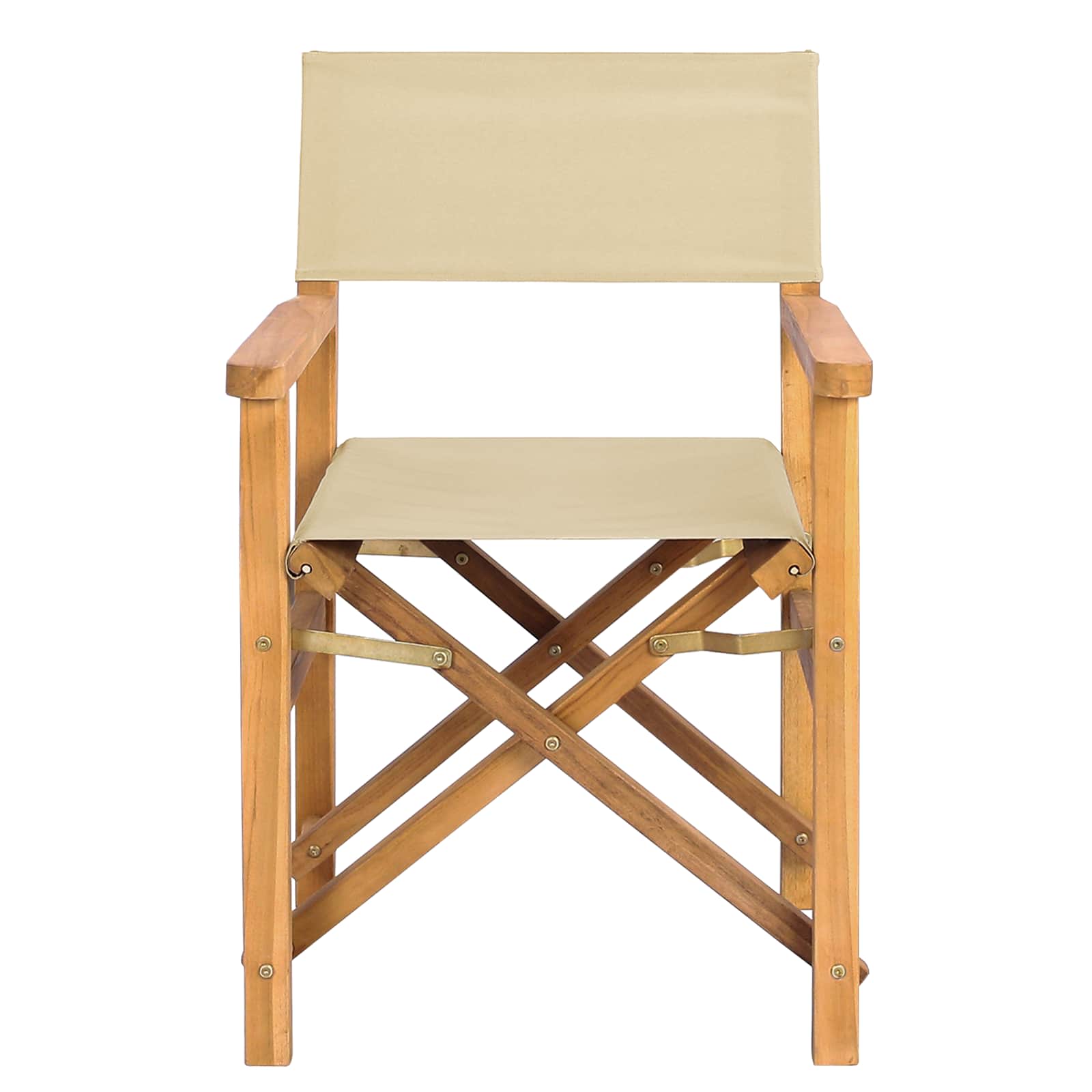 Sedia da regista Marrone e Beige Legno di teak solido
