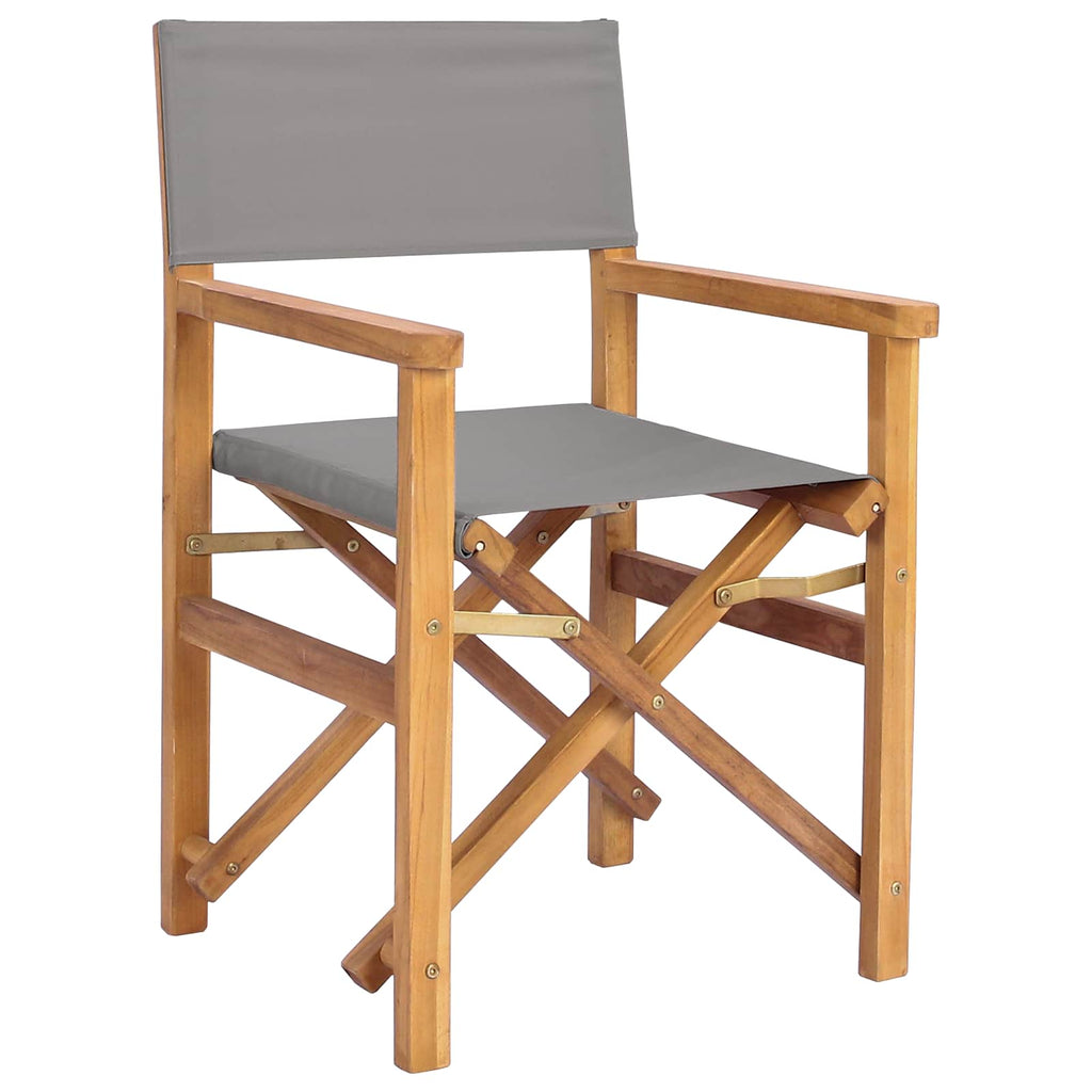 Sedia da regista Marrone e Grigio Chiaro Legno di teak solido