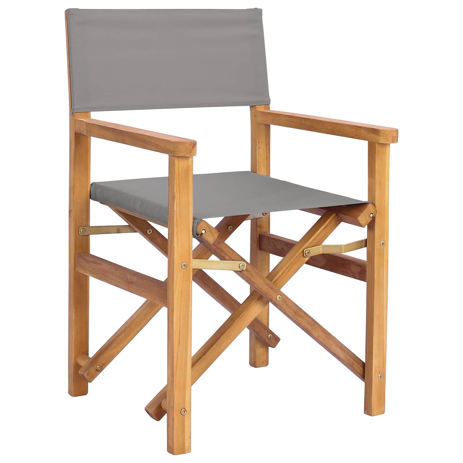 Sedia da regista Marrone e Grigio Chiaro Legno di teak solido
