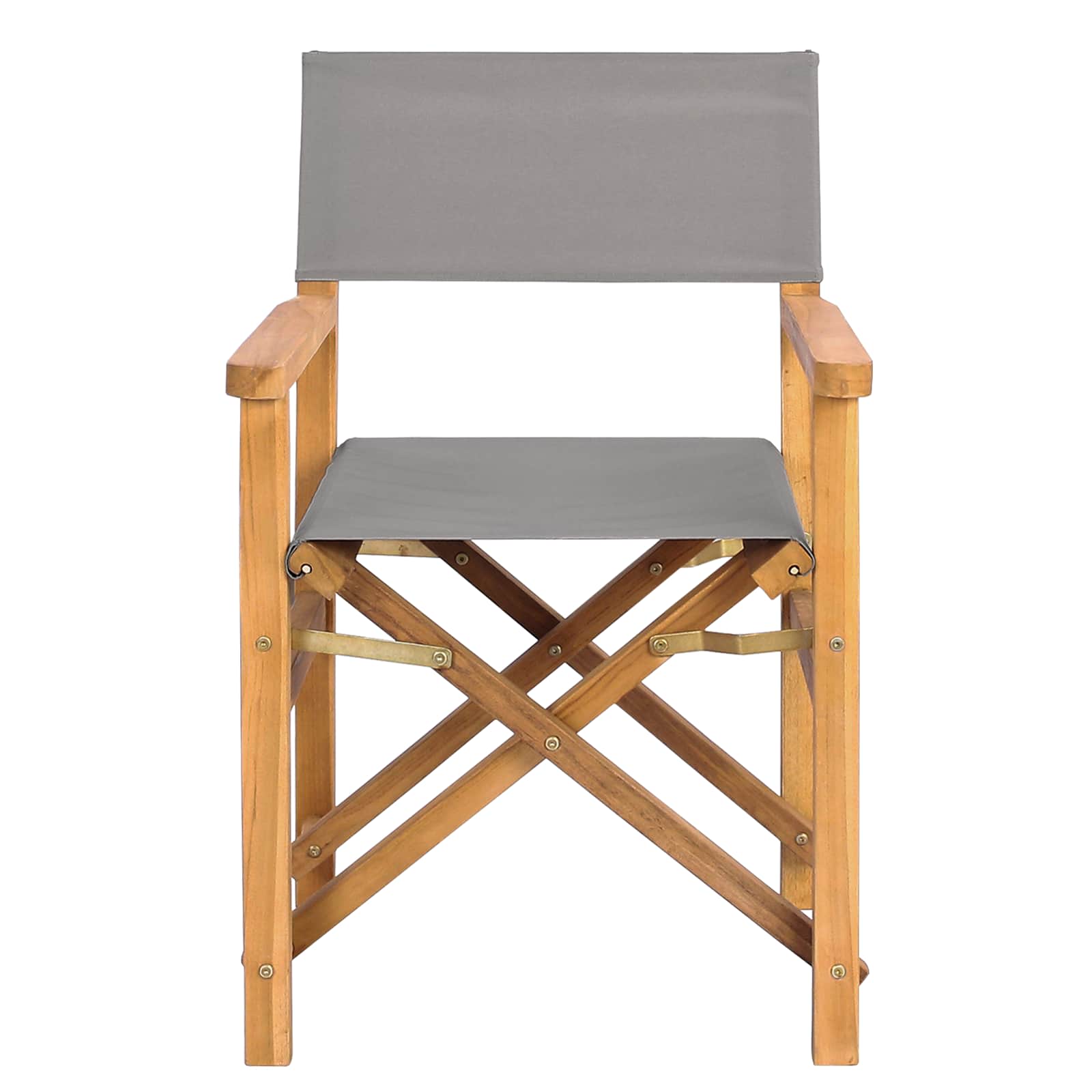 Sedia da regista Marrone e Grigio Chiaro Legno di teak solido