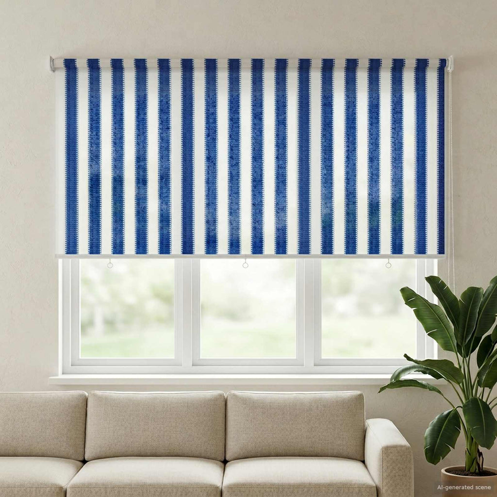 Tenda a Rullo Esterno Blocco UV 90% Strisce Blu e Bianche HDPE