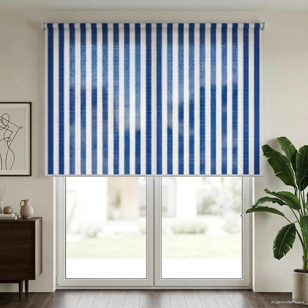 Tenda a Rullo Esterno Blocco UV 90% Strisce Blu e Bianche HDPE