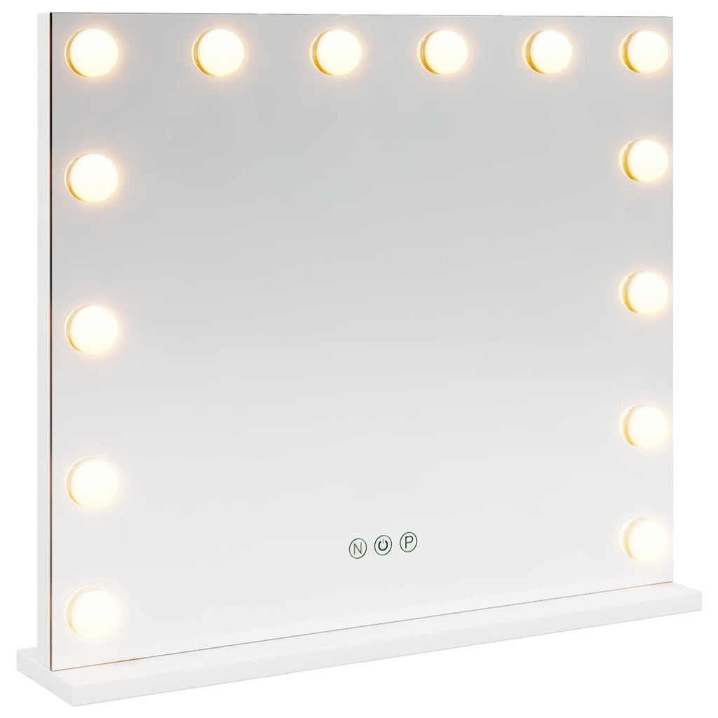 Specchio LED da Vanità Bianco 50 x 10 x 44 cm Vetro e acciaio