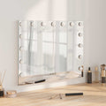 Specchio LED da Vanità Bianco 58 x 10 x 47 cm Vetro e acciaio