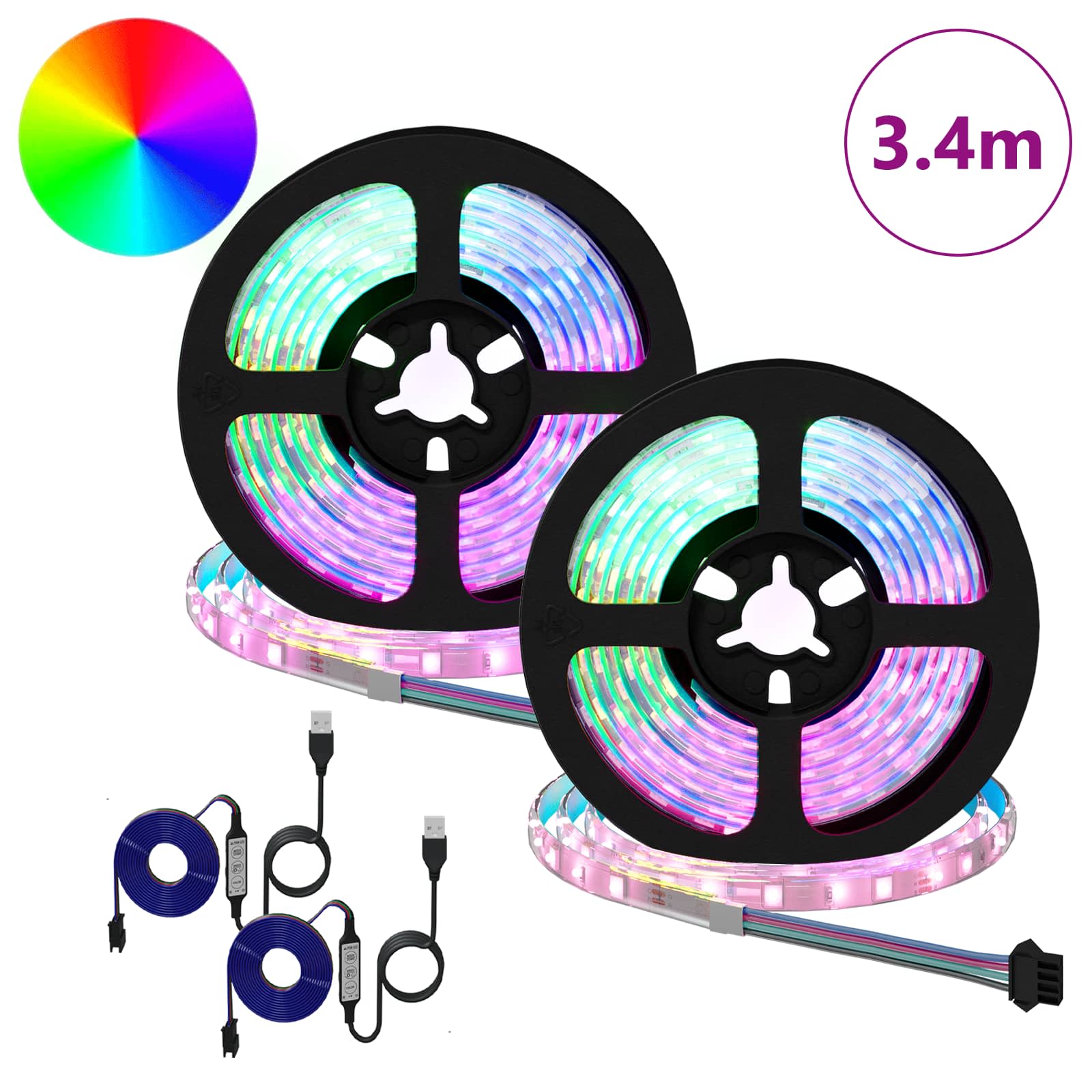 Striscia LED 2 pz Nero e trasparente Rame e plastica