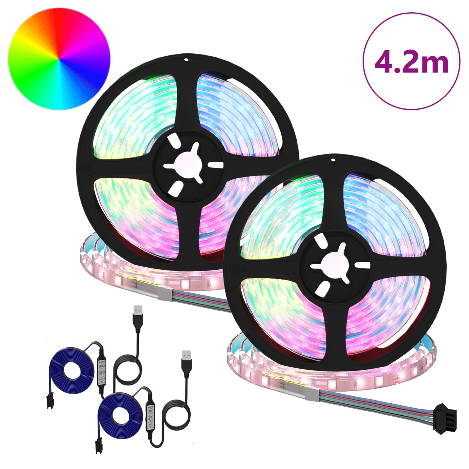 Striscia LED 2 pz Nero e trasparente Rame e plastica