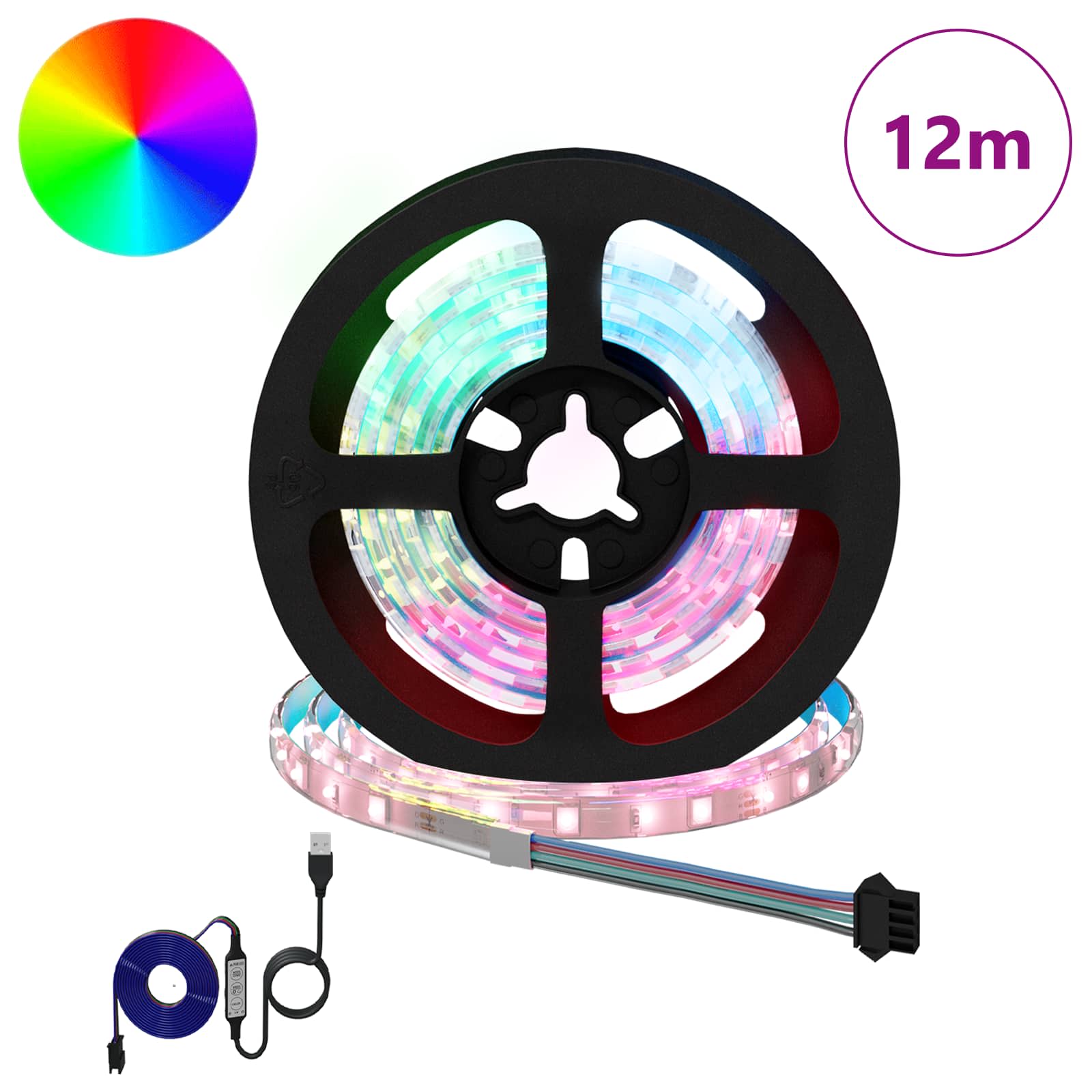 Striscia LED 12 pz Nero e trasparente Rame e plastica