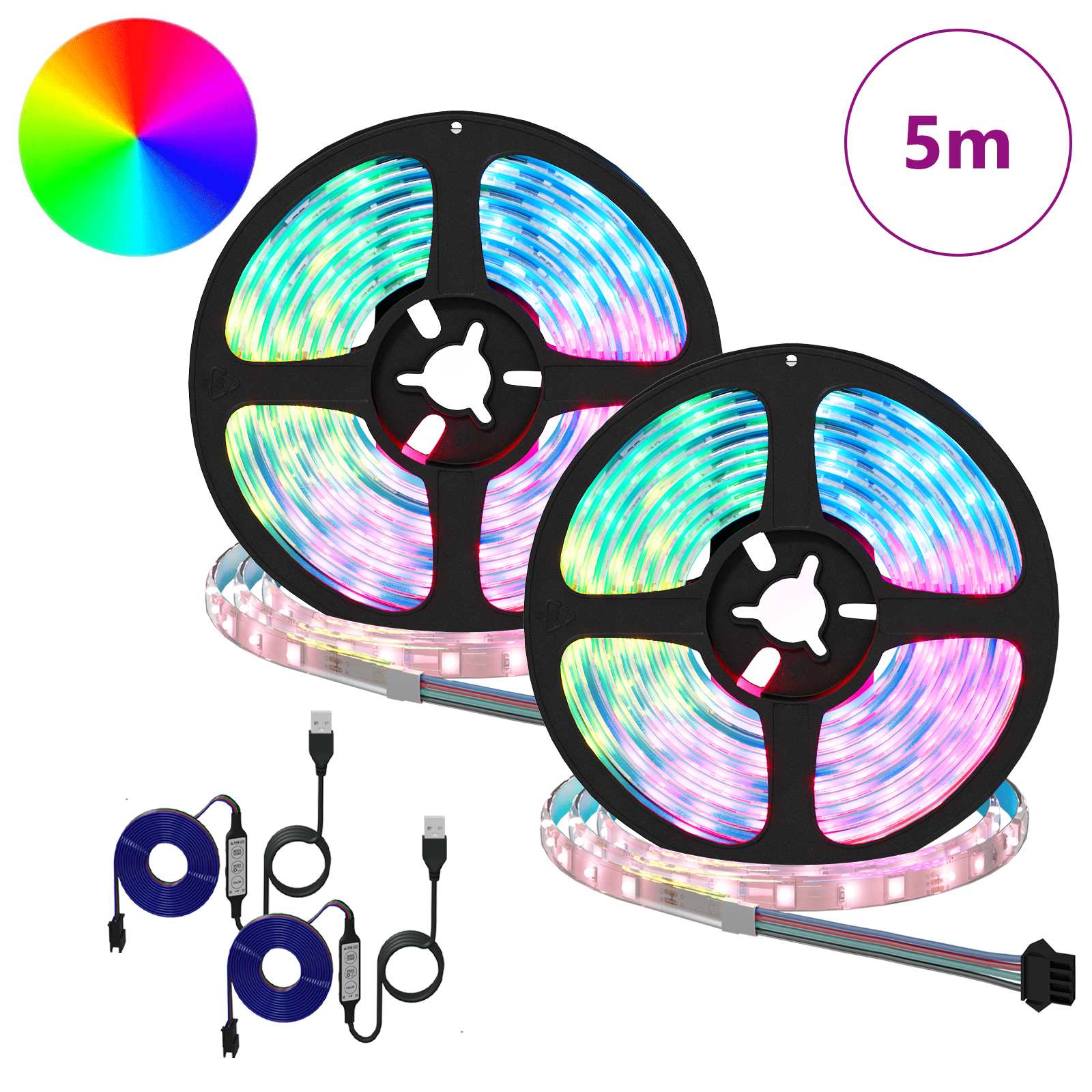 Striscia LED 2 pz Nero e trasparente Rame e plastica