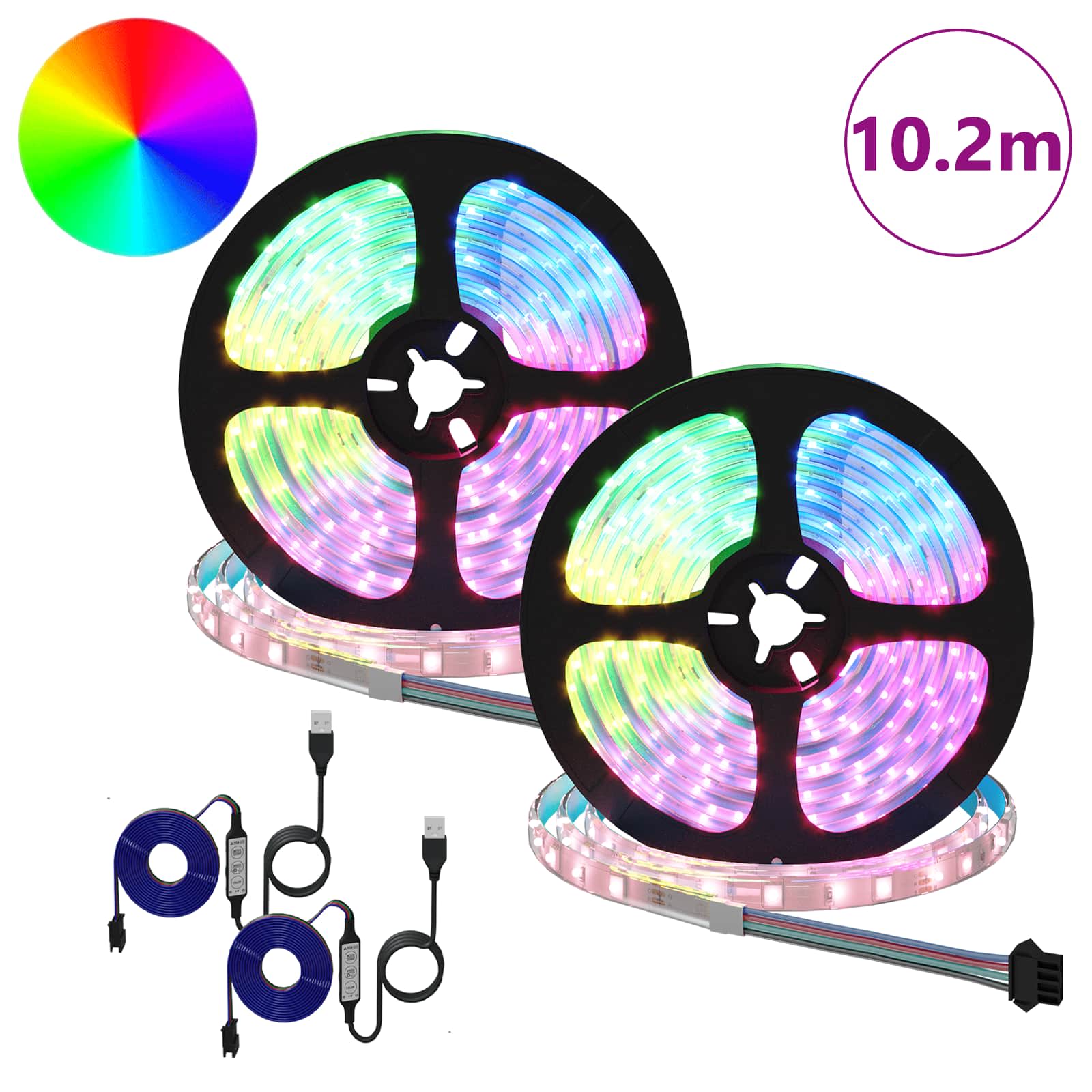 Striscia LED 2 pz Nero e trasparente Rame e plastica