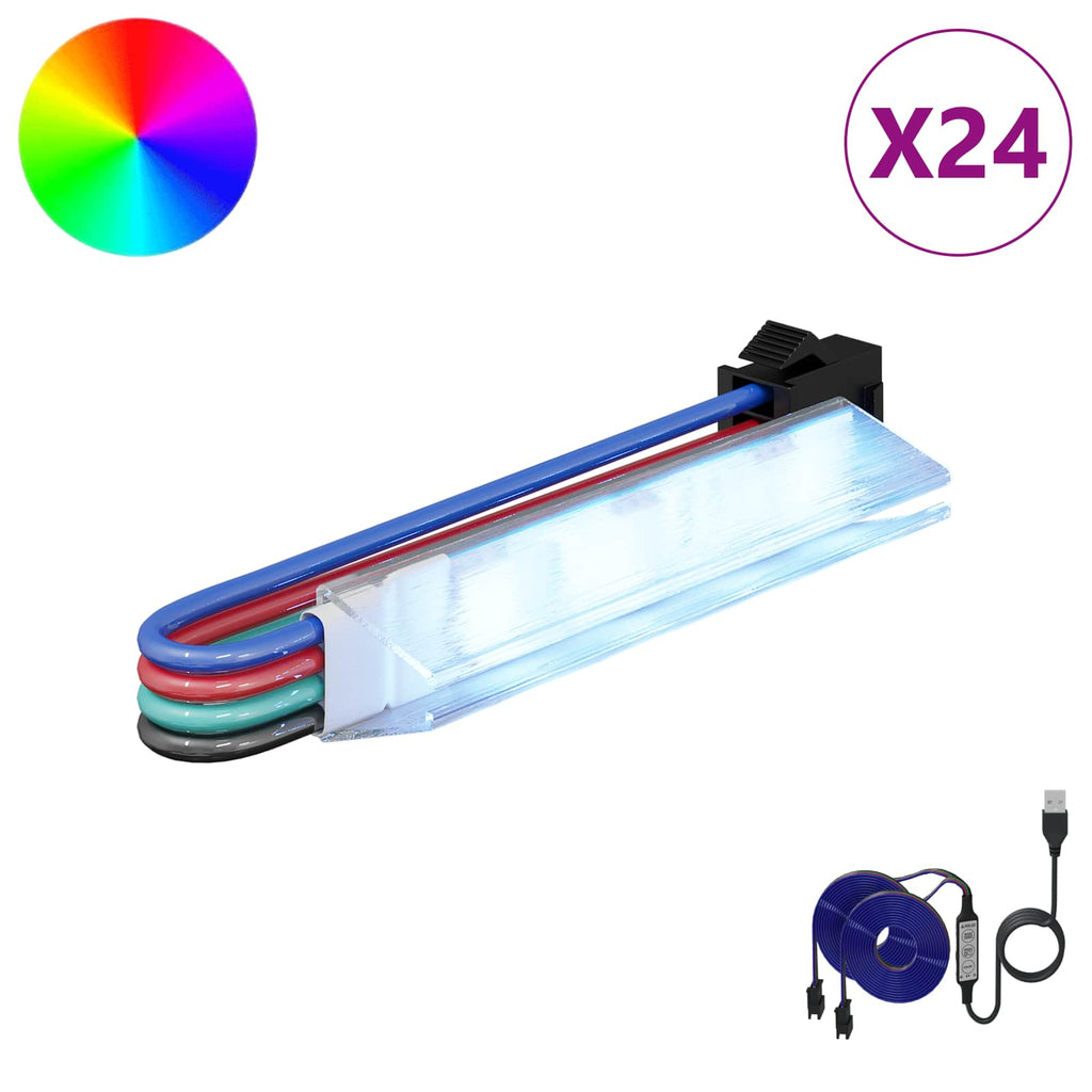 Striscia LED 12 pz Nero e Multicolore Rame e plastica