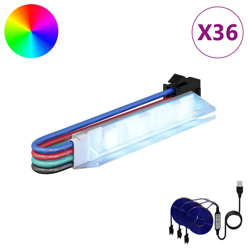 Striscia LED 12 pz Nero e Multicolore Rame e plastica