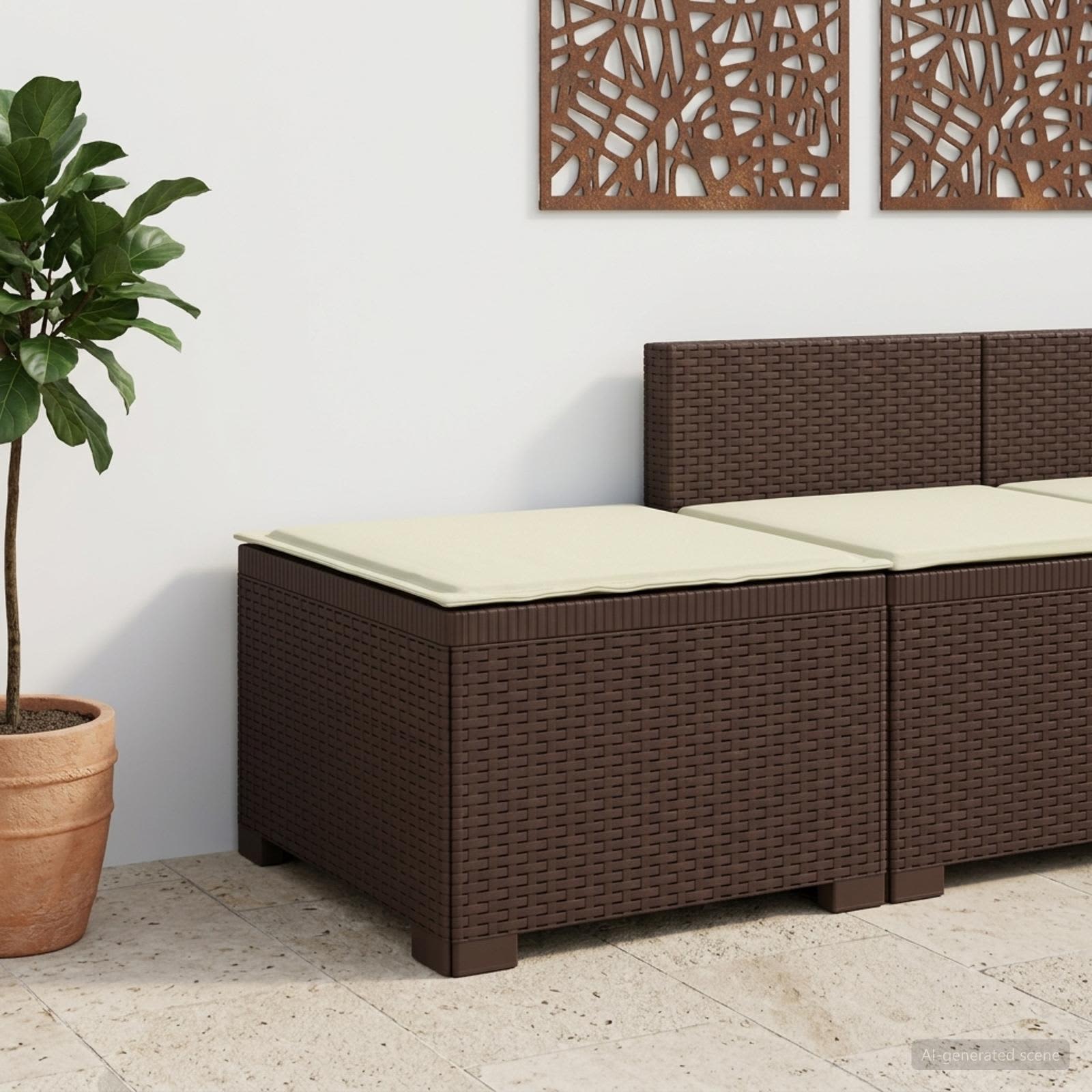 Divano da Giardino a 1 Posto con Cuscino Aspetto Rattan PP