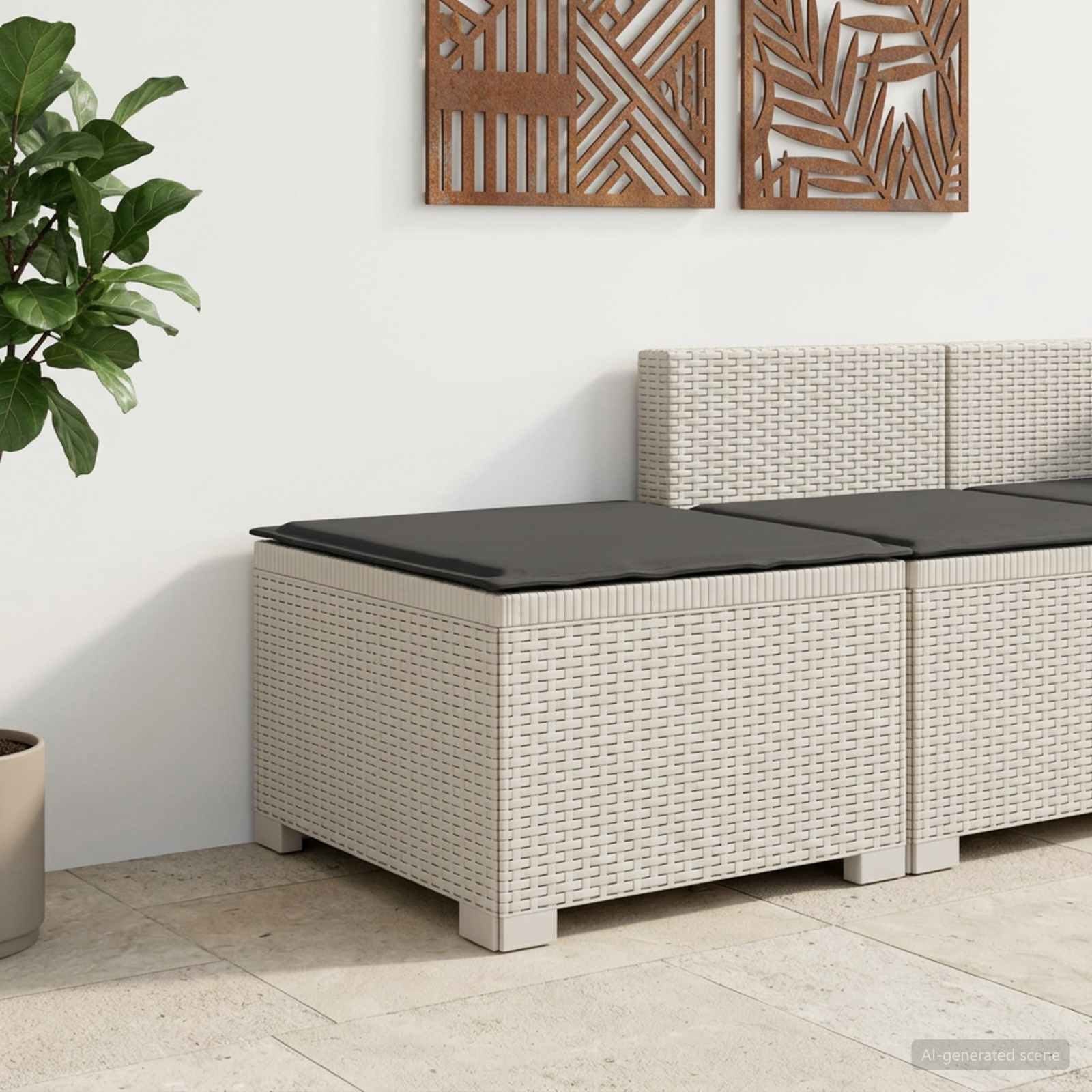 Divano da Giardino a 1 Posto con Cuscino Aspetto Rattan PP
