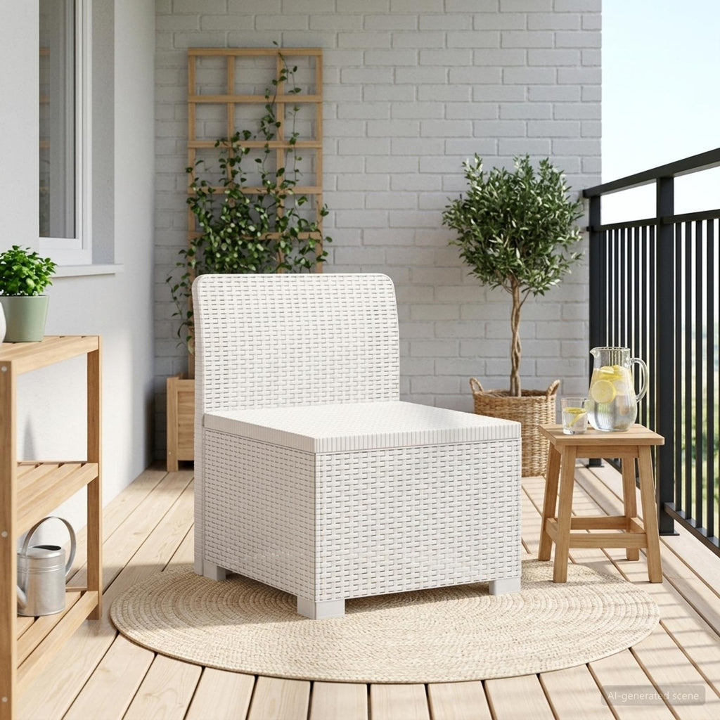 Divano da Giardino a 1 Posto Aspetto Rattan PP Bianco