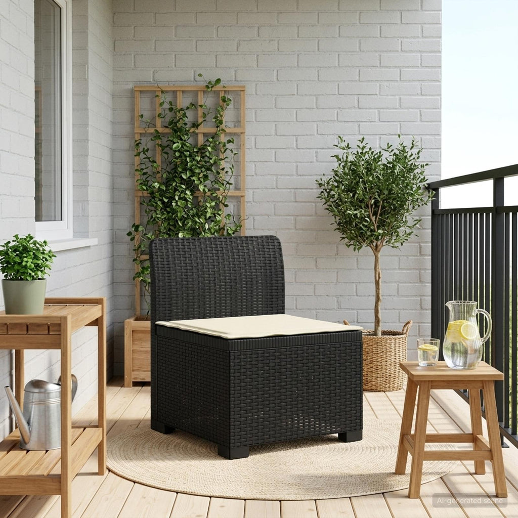 Divano da Giardino a 1 Posto con Cuscino Aspetto Rattan PP