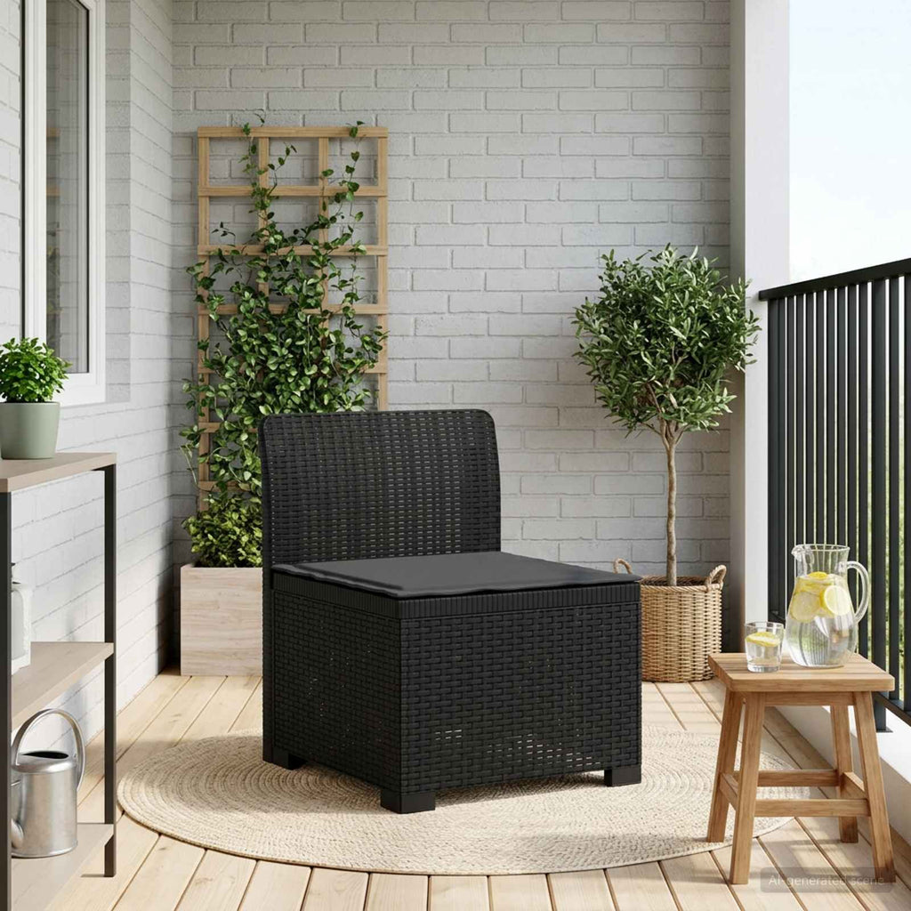 Divano da Giardino a 1 Posto con Cuscino Aspetto Rattan PP