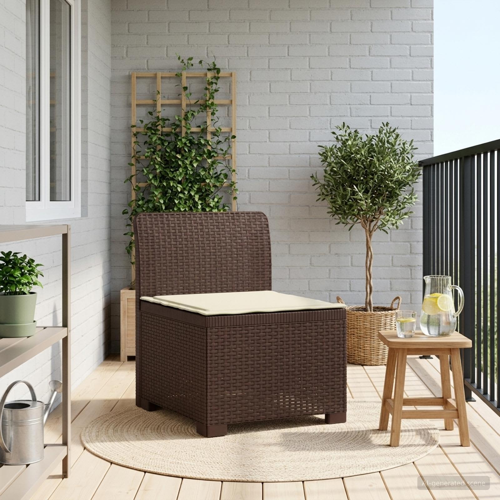 Divano da Giardino a 1 Posto con Cuscino Aspetto Rattan PP