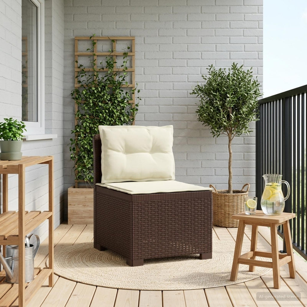 Divano da Giardino a 1 Posto con Cuscini Aspetto Rattan PP