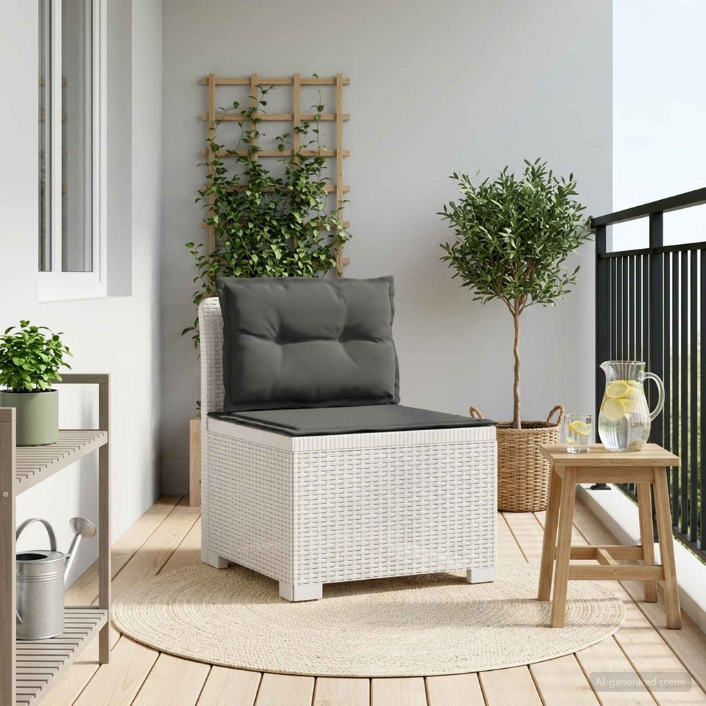 Divano da Giardino a 1 Posto con Cuscini Aspetto Rattan PP