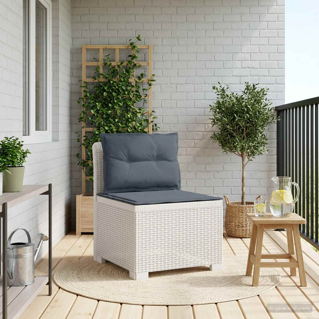 Divano da Giardino a 1 Posto con Cuscini Aspetto Rattan PP