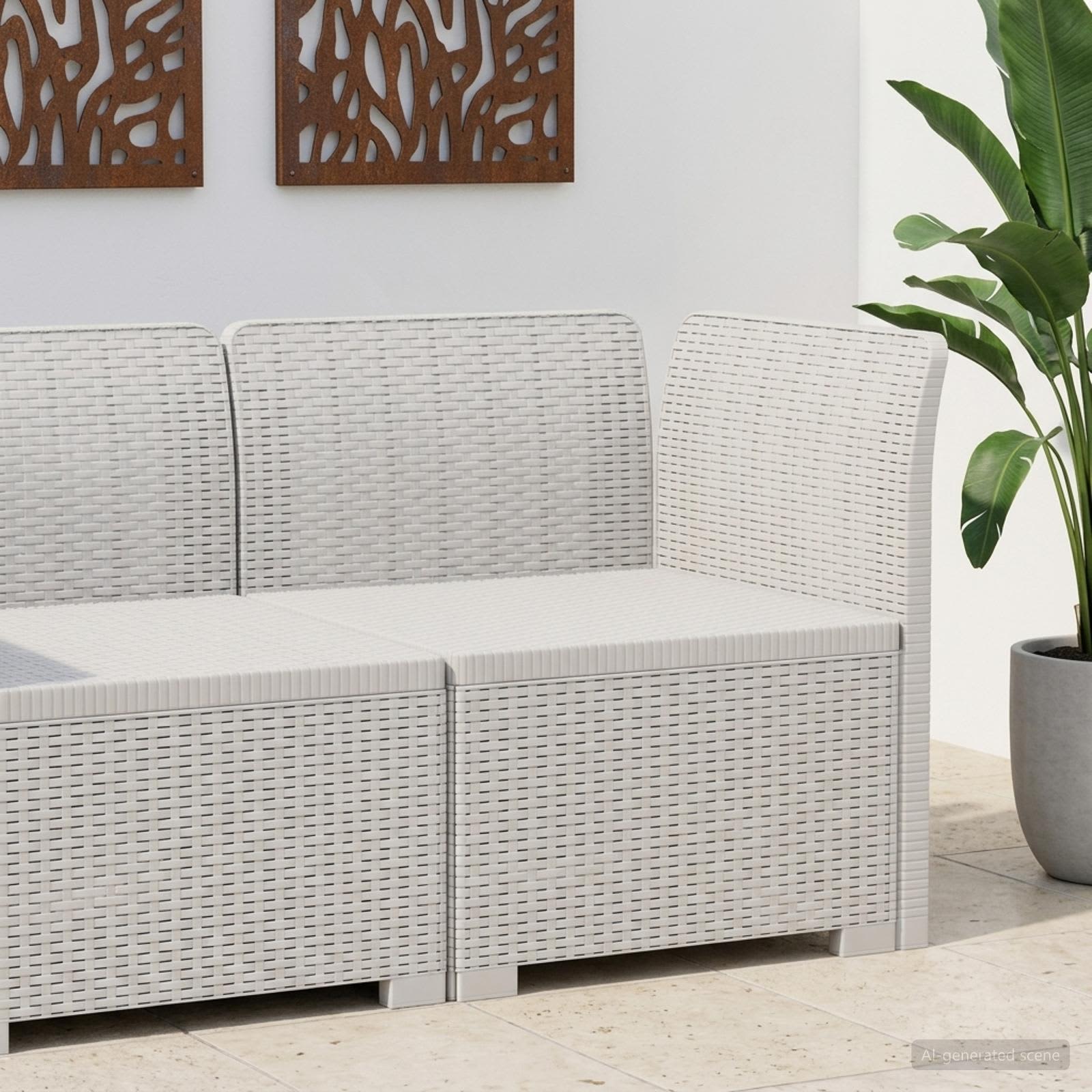 Divano da Giardino a 1 Posto Aspetto Rattan PP Bianco