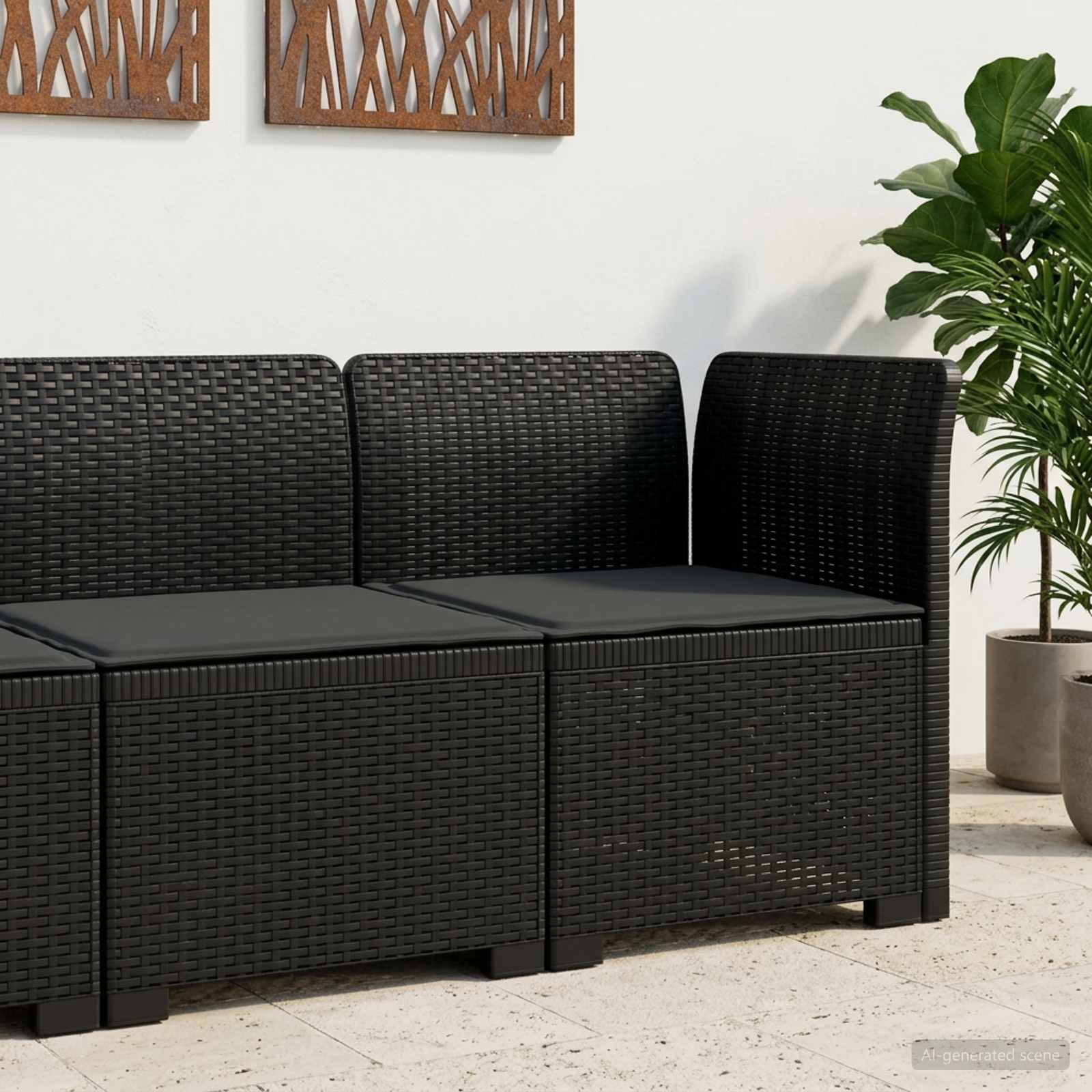Divano da Giardino a 1 Posto con Cuscino Aspetto Rattan PP