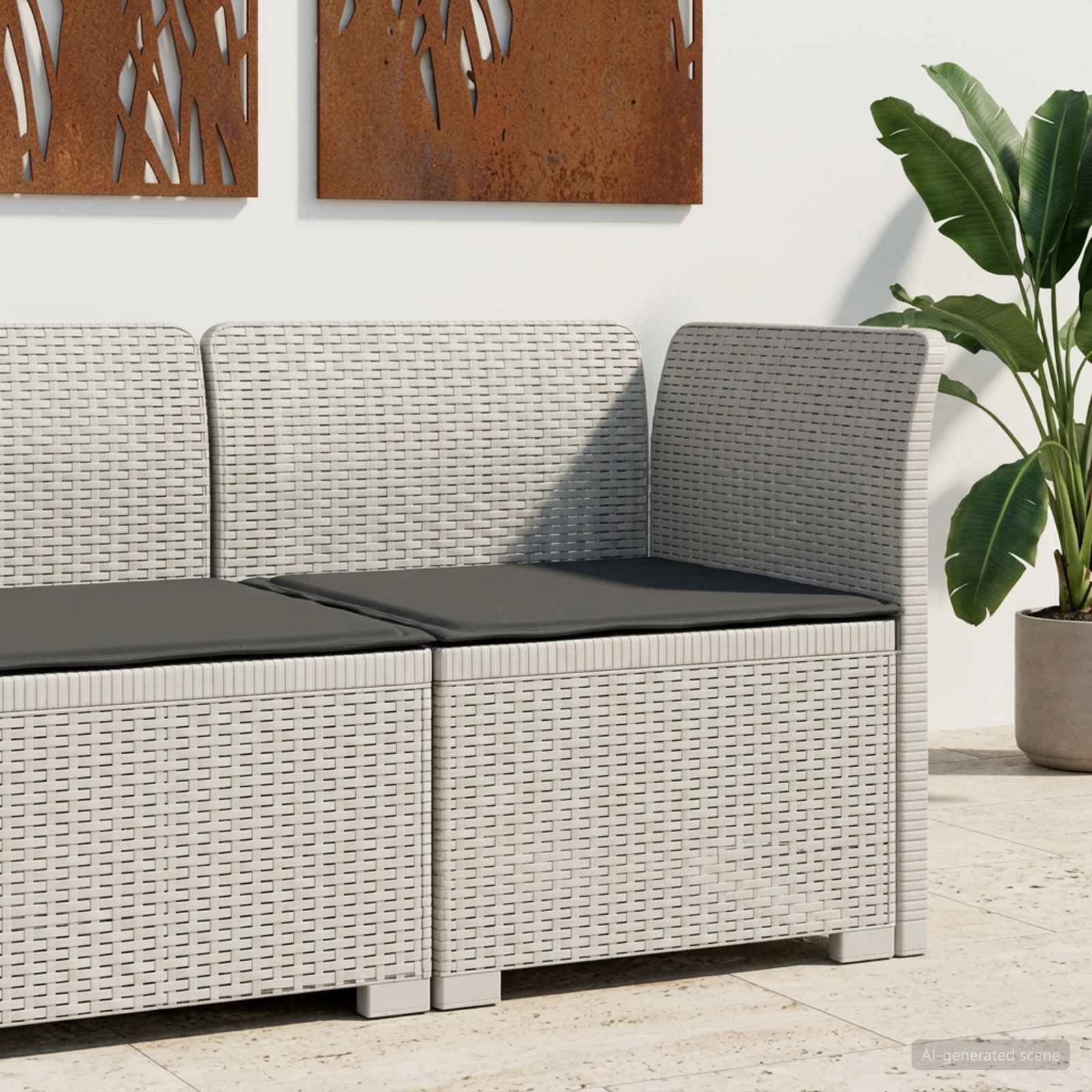 Divano da Giardino a 1 Posto con Cuscino Aspetto Rattan PP