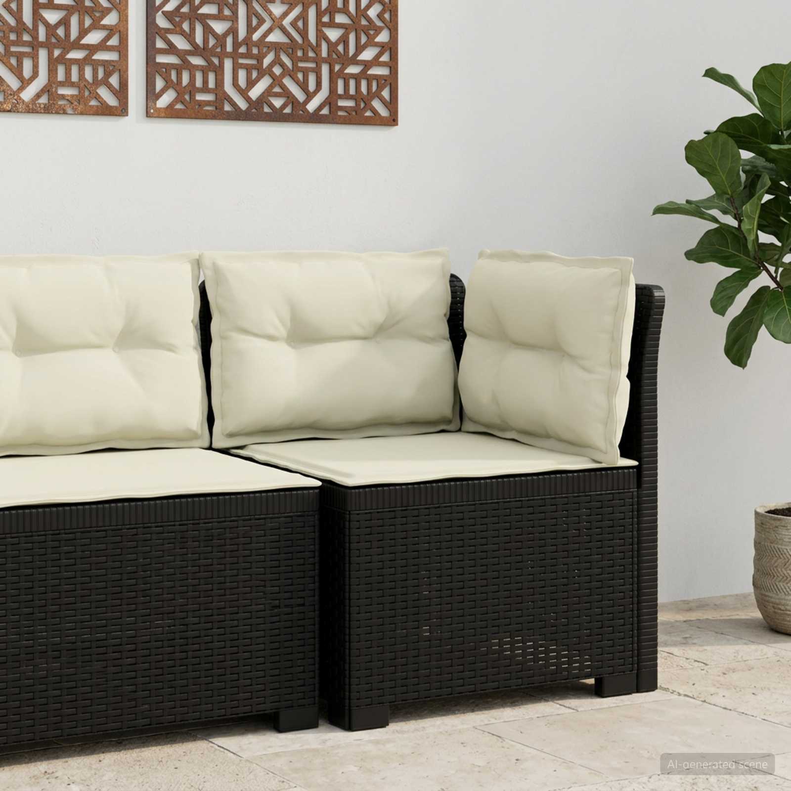 Divano da Giardino a 1 Posto con Cuscini Aspetto Rattan PP