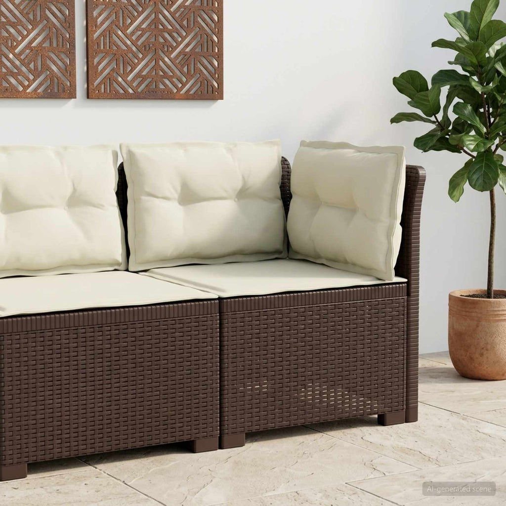 Divano da Giardino a 1 Posto con Cuscini Aspetto Rattan PP