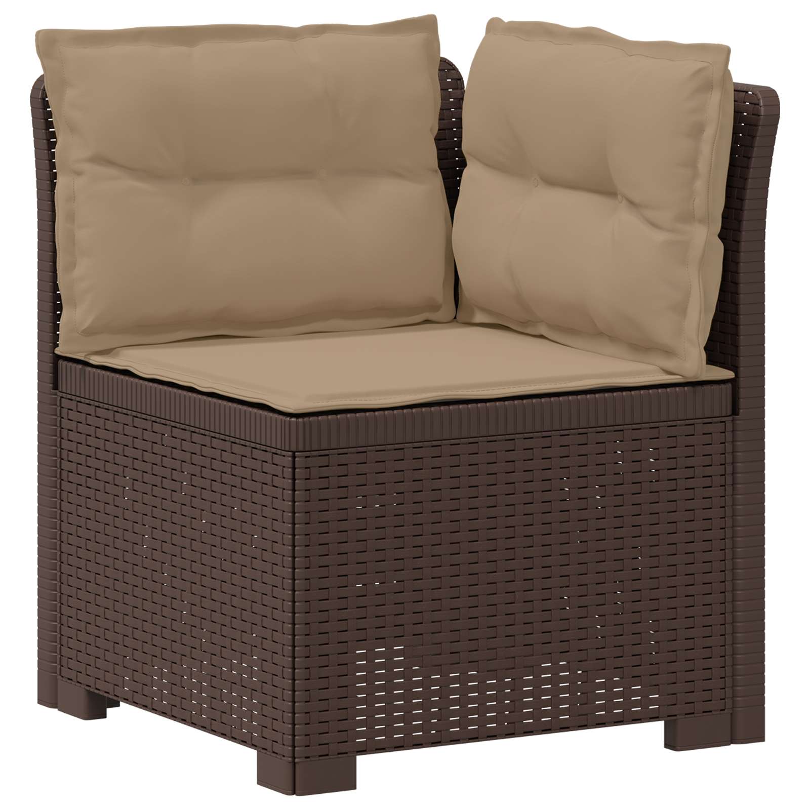 Divano da Giardino a 1 Posto con Cuscini Aspetto Rattan PP