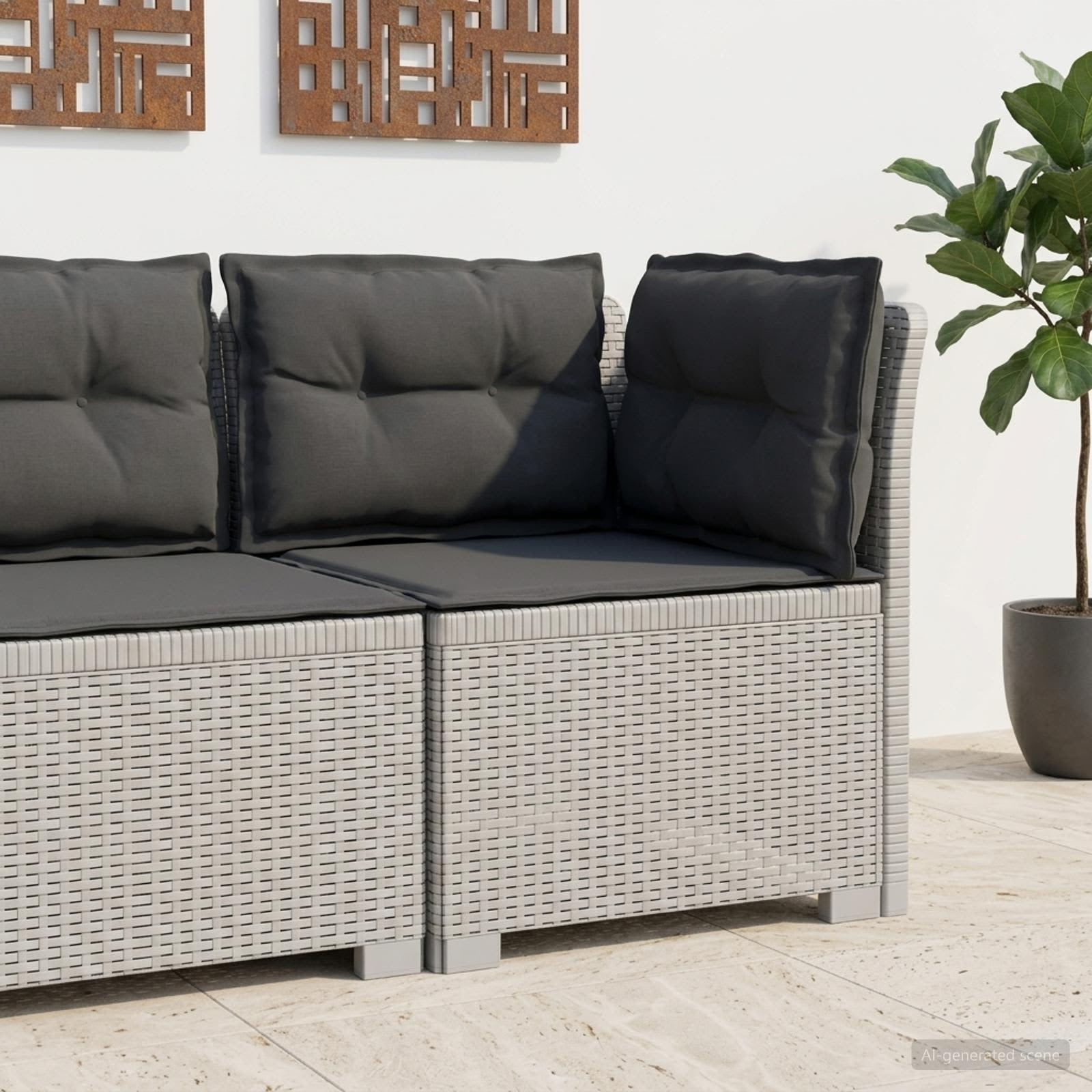 Divano da Giardino a 1 Posto con Cuscini Aspetto Rattan PP