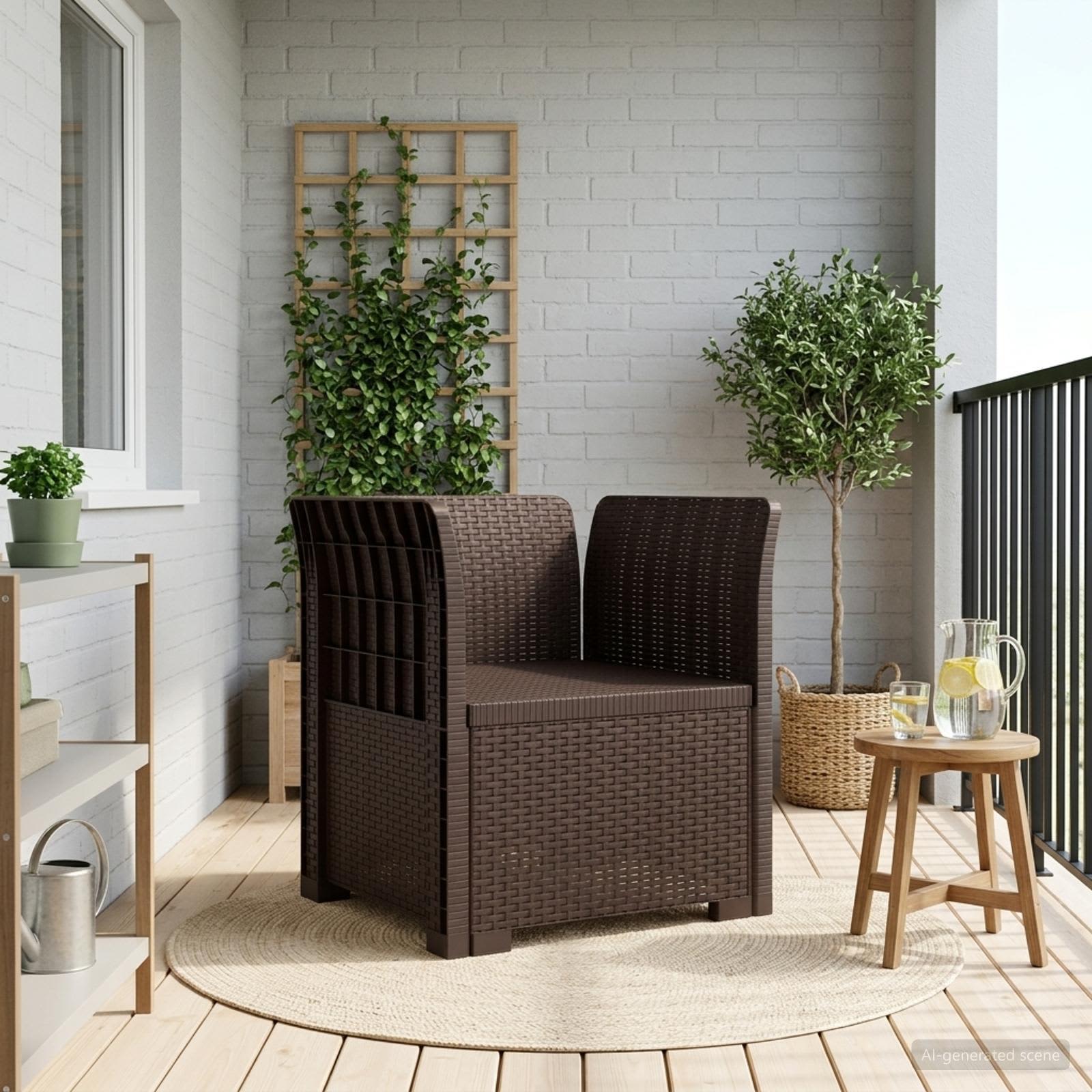 Poltrona a 1 Posto Aspetto Rattan PP Marrone