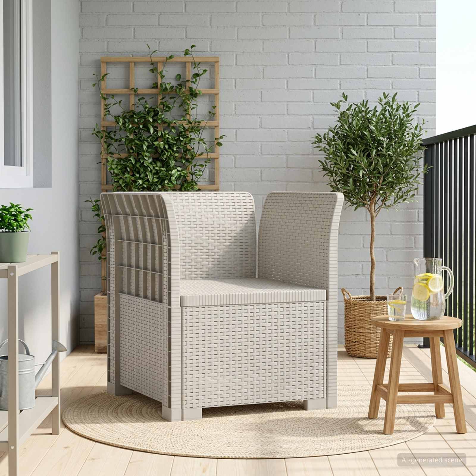 Poltrona a 1 Posto Aspetto Rattan PP Bianco