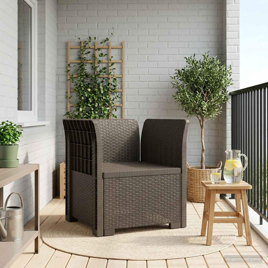 Poltrona a 1 Posto Aspetto Rattan PP Grigio Chiaro