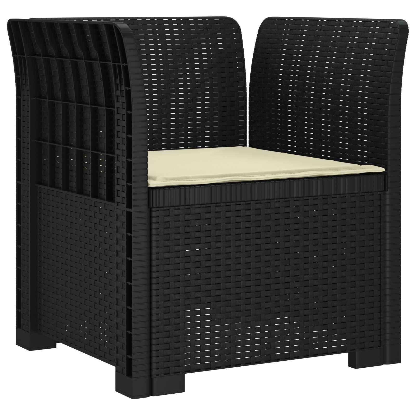 Poltrona a 1 Posto con Cuscino Aspetto Rattan PP Antracite