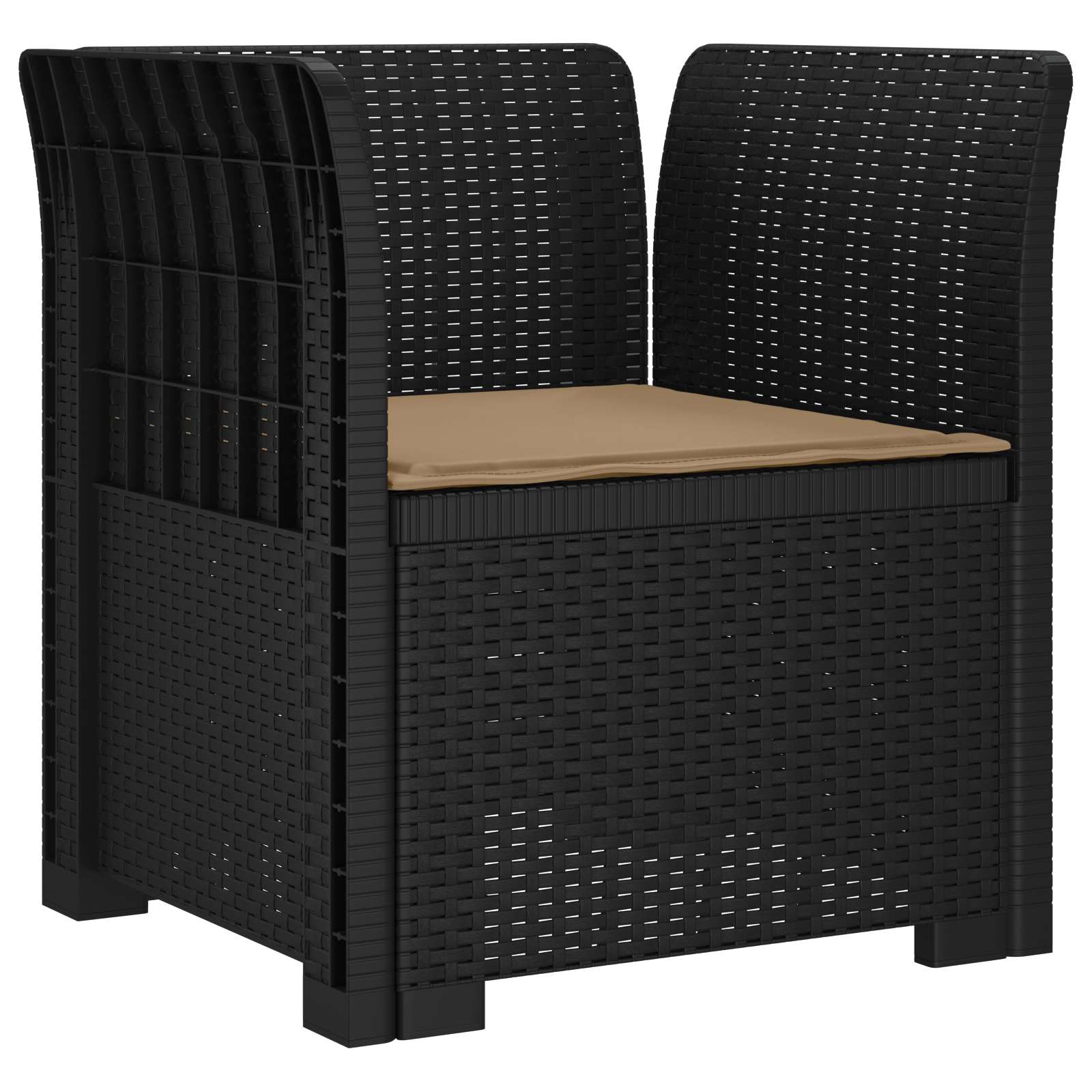 Poltrona a 1 Posto con Cuscino Aspetto Rattan PP Antracite