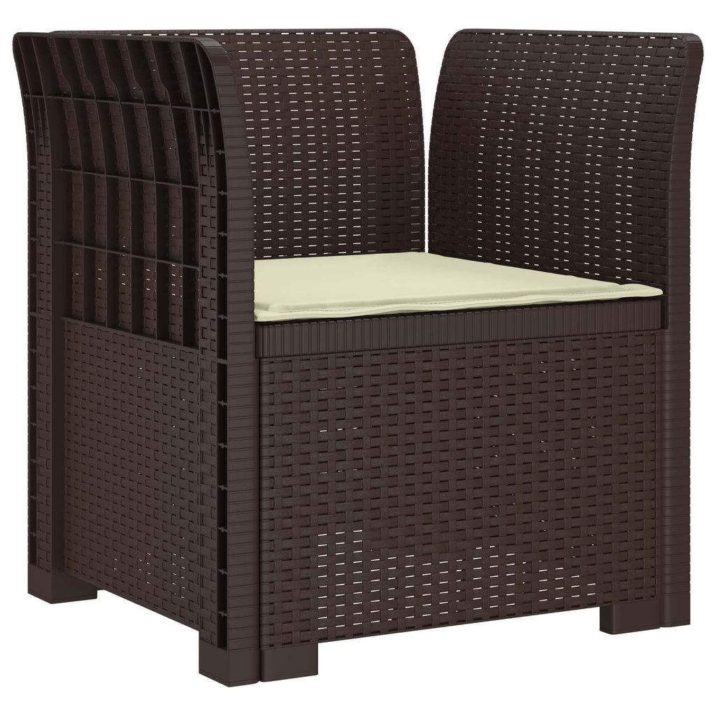 Poltrona a 1 Posto con Cuscino Aspetto Rattan PP Marrone