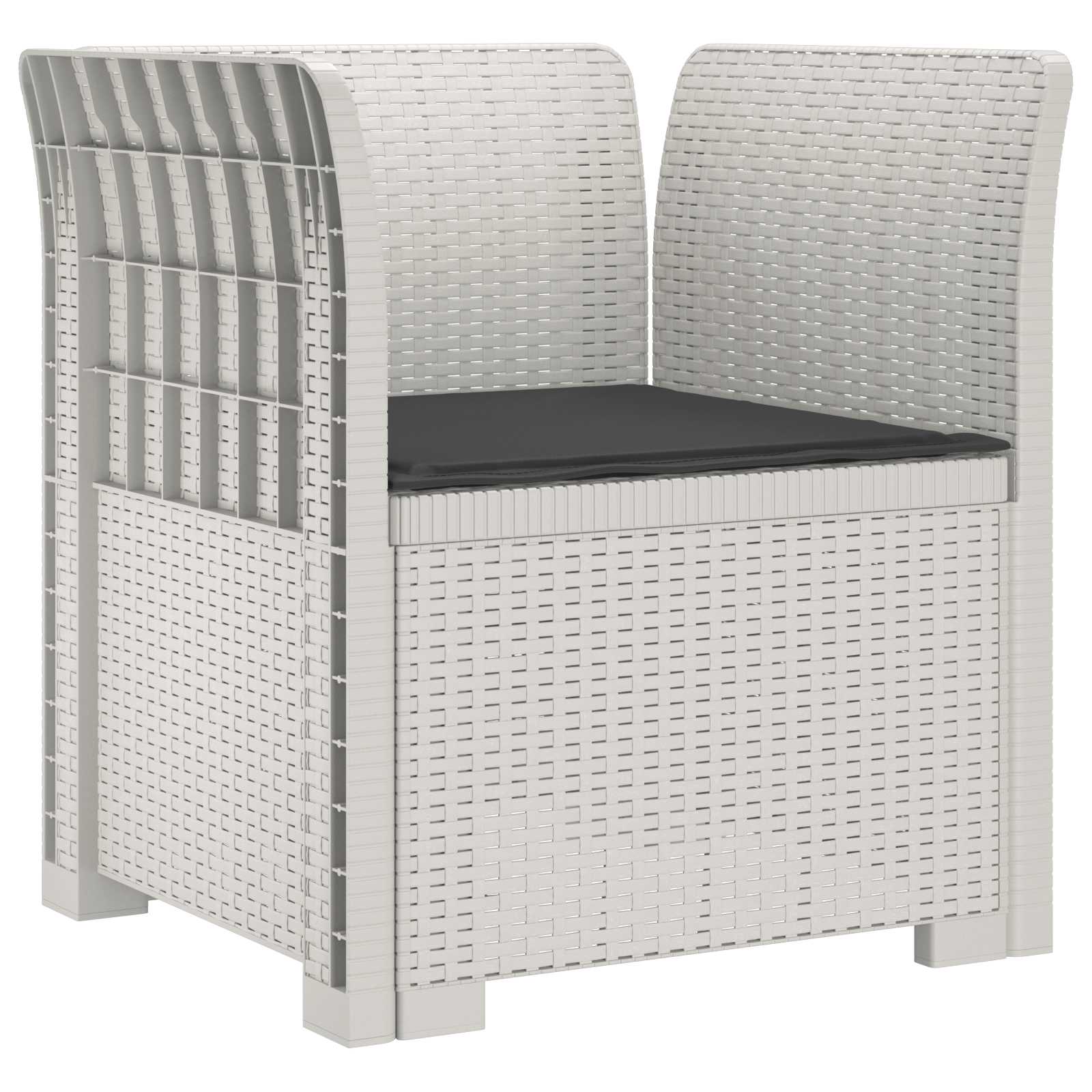 Poltrona a 1 Posto con Cuscino Aspetto Rattan PP Bianco