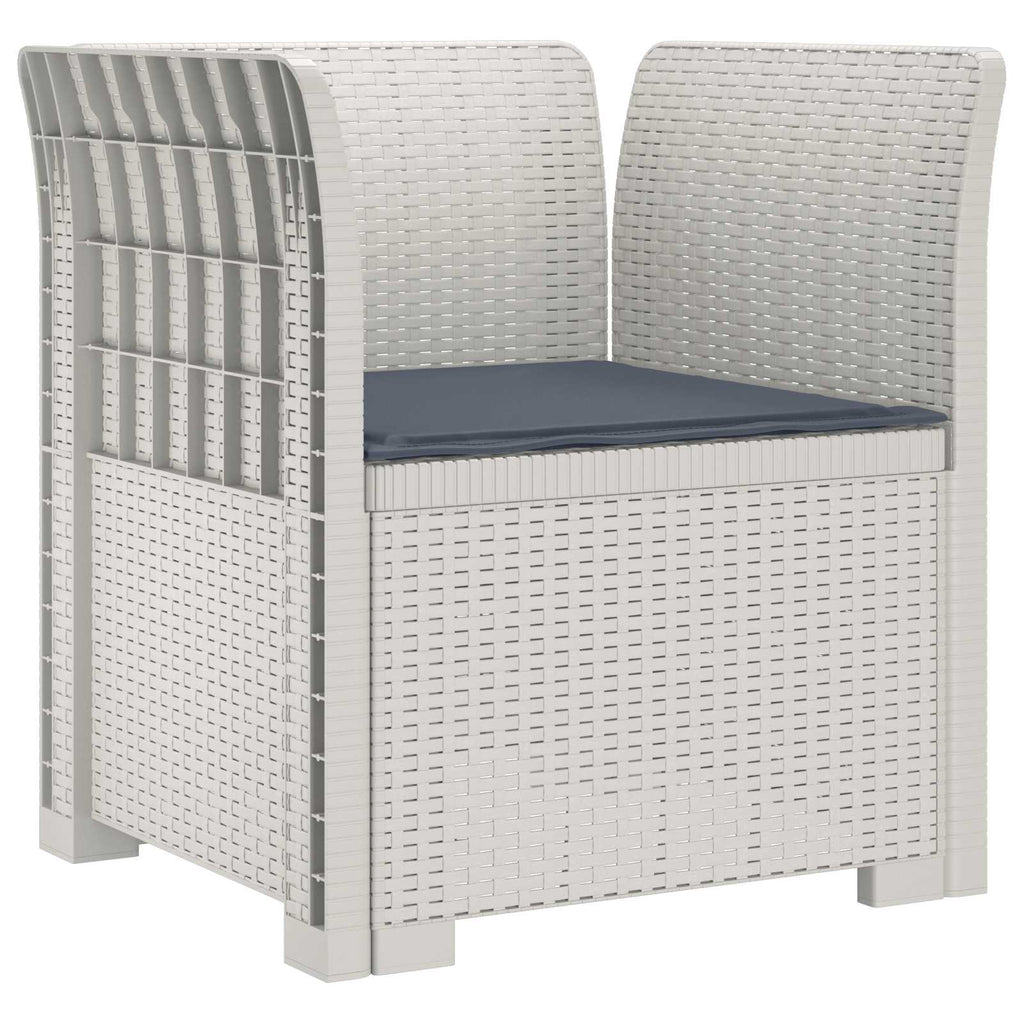 Poltrona a 1 Posto con Cuscino Aspetto Rattan PP Bianco