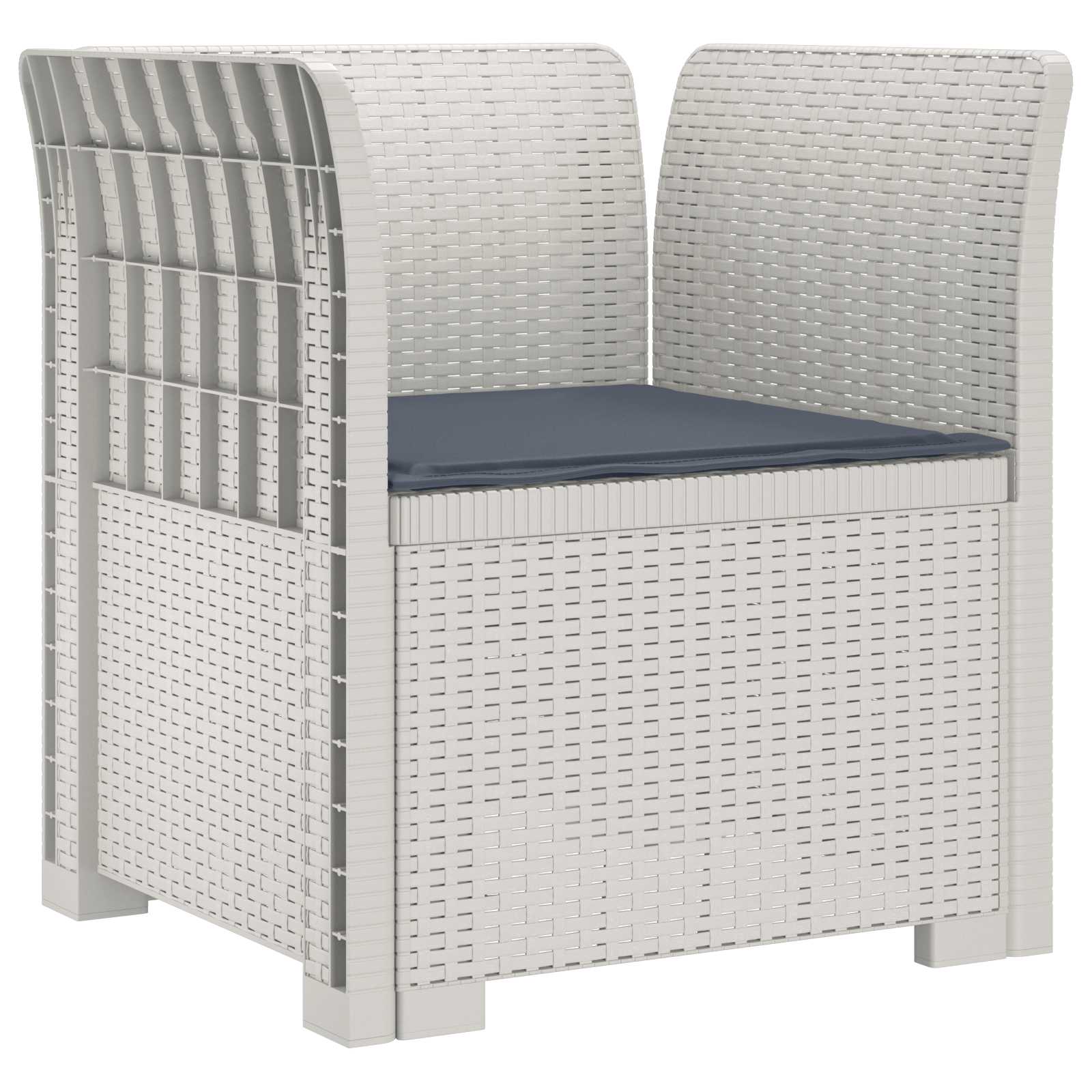 Poltrona a 1 Posto con Cuscino Aspetto Rattan PP Bianco