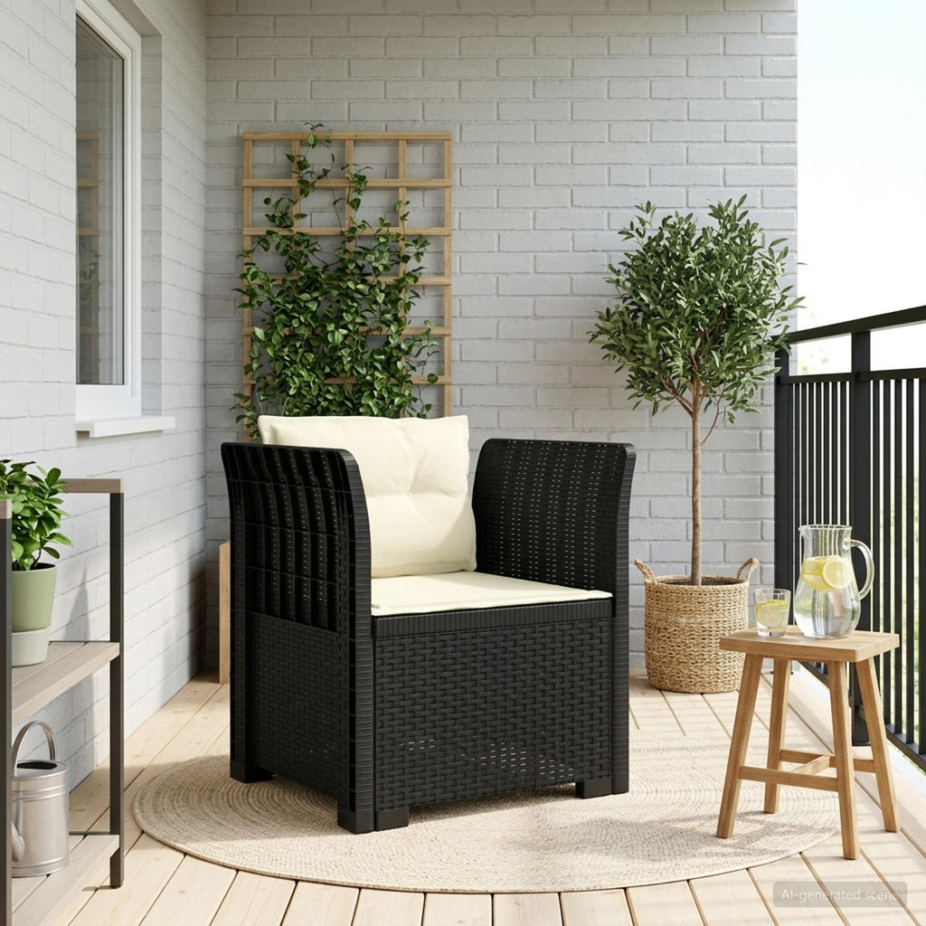 Poltrona a 1 Posto con Cuscini Aspetto Rattan PP Antracite