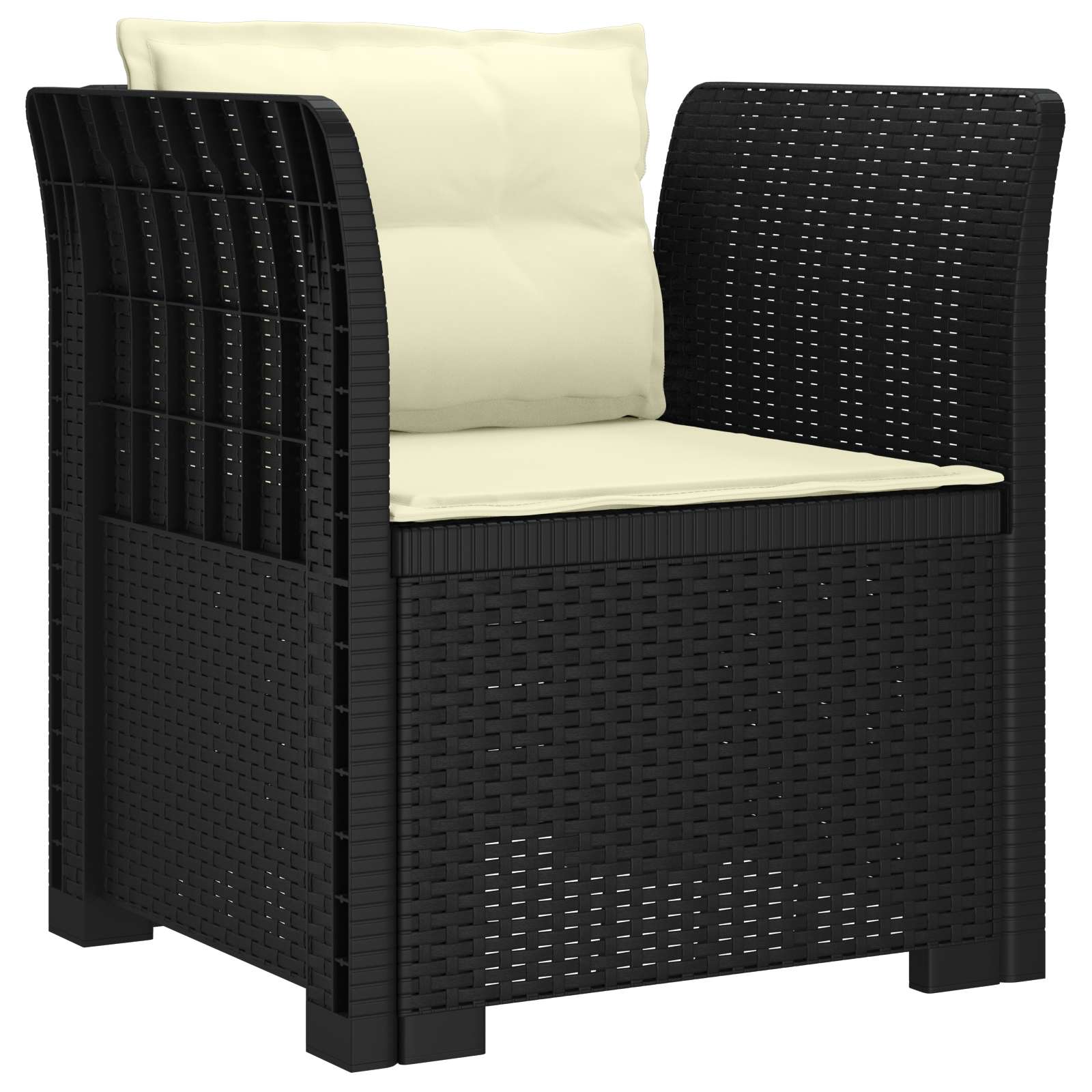 Poltrona a 1 Posto con Cuscini Aspetto Rattan PP Antracite