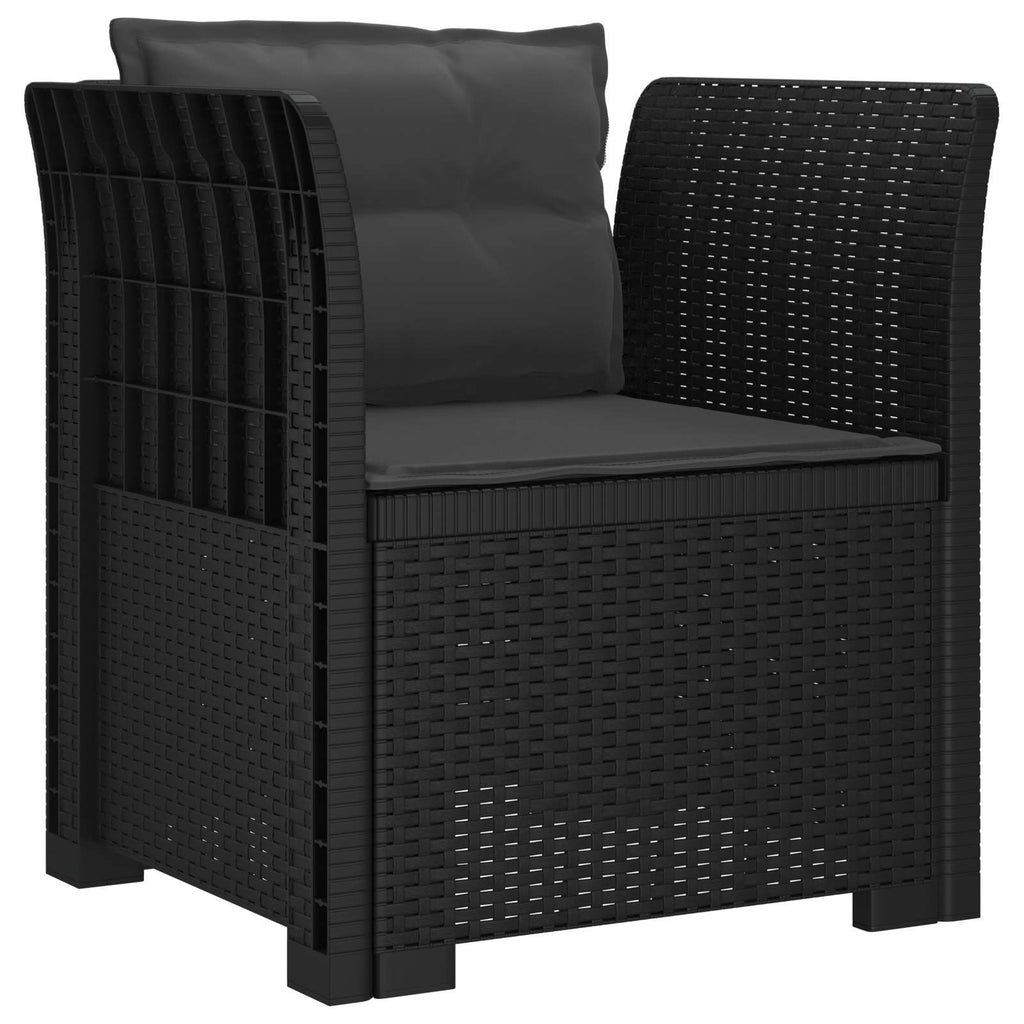 Poltrona a 1 Posto con Cuscini Aspetto Rattan PP Antracite