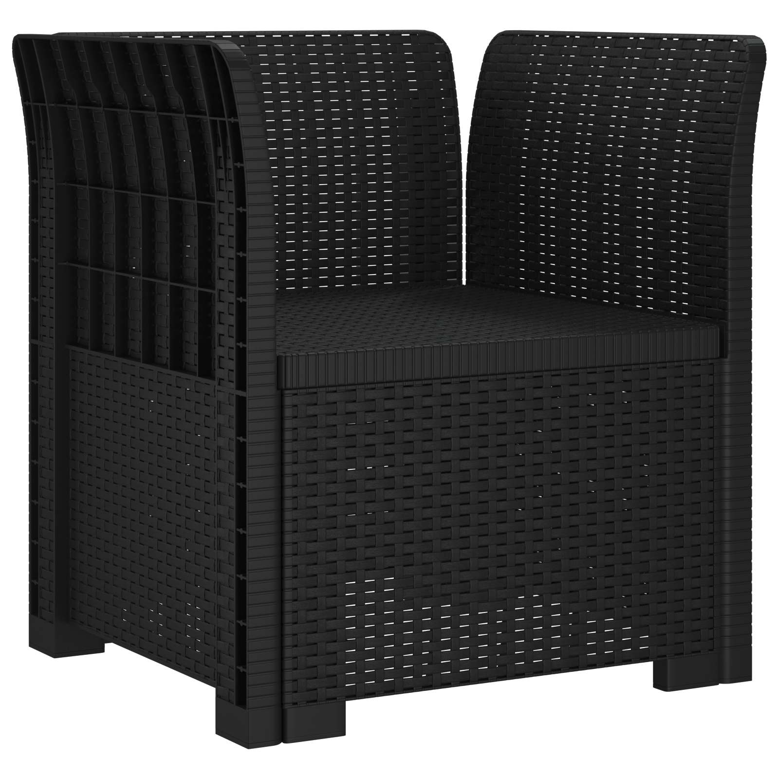 Poltrona a 1 Posto con Cuscini Aspetto Rattan PP Antracite