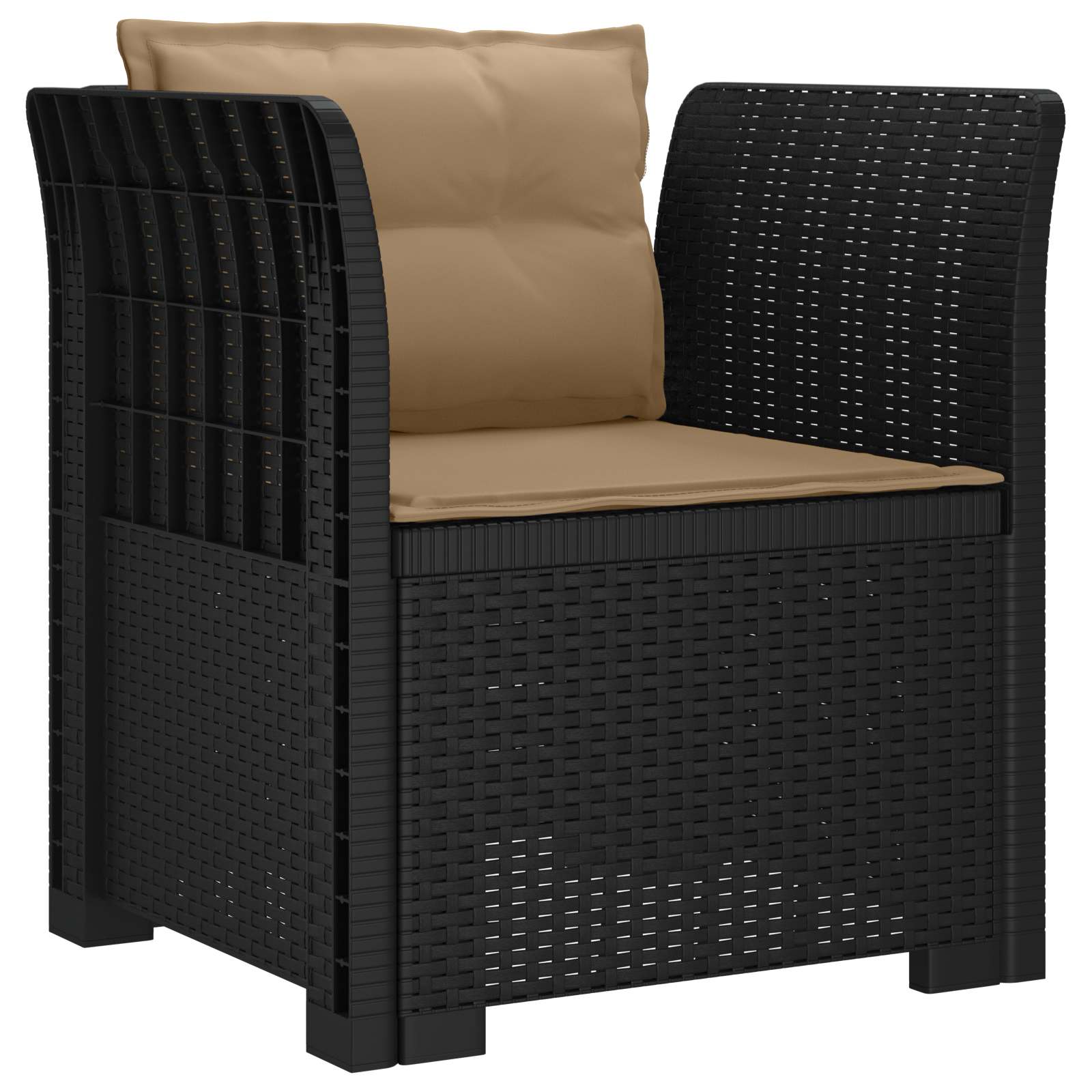 Poltrona a 1 Posto con Cuscini Aspetto Rattan PP Antracite