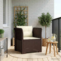 Poltrona a 1 Posto con Cuscini Aspetto Rattan PP Marrone