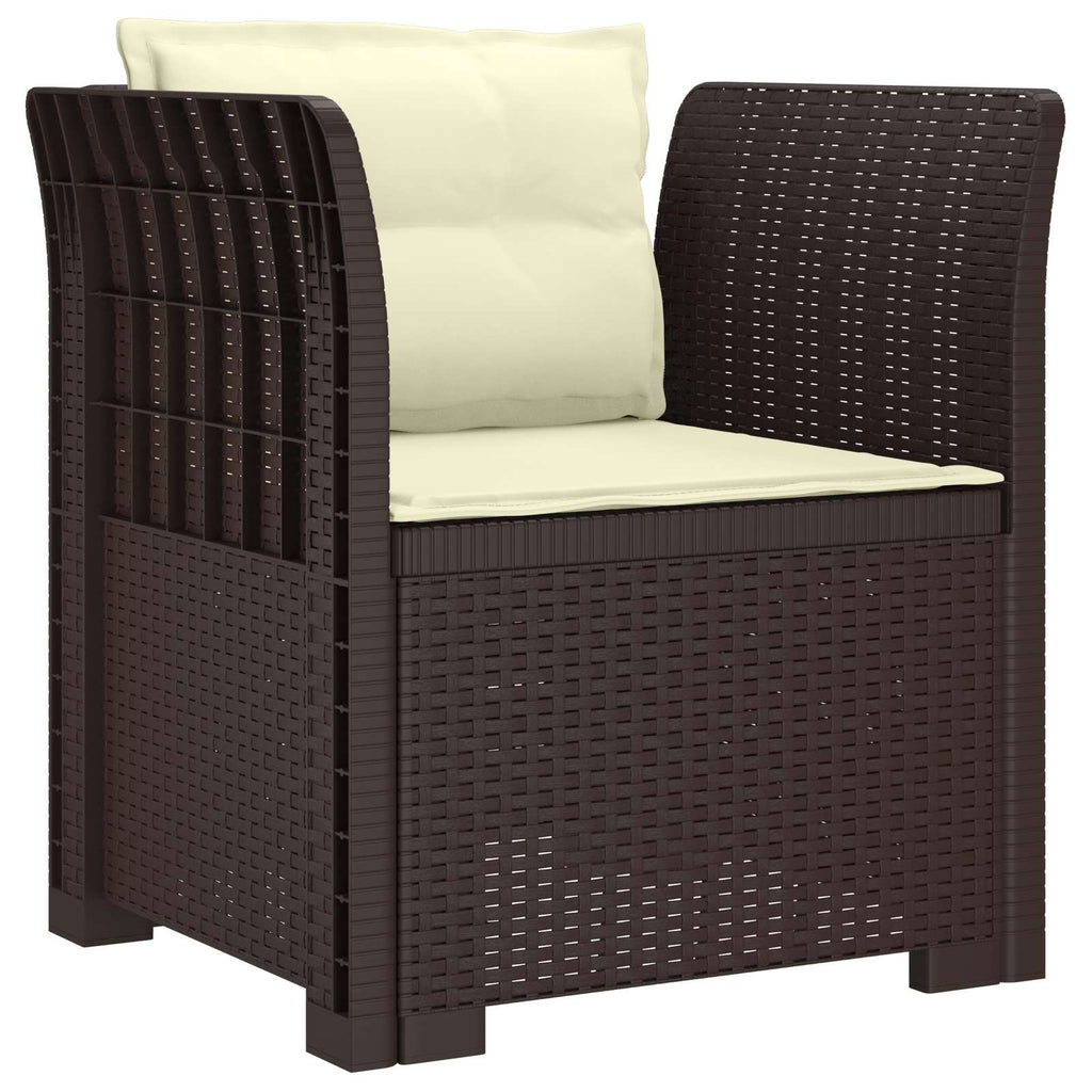 Poltrona a 1 Posto con Cuscini Aspetto Rattan PP Marrone