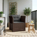 Poltrona a 1 Posto con Cuscini Aspetto Rattan PP Marrone