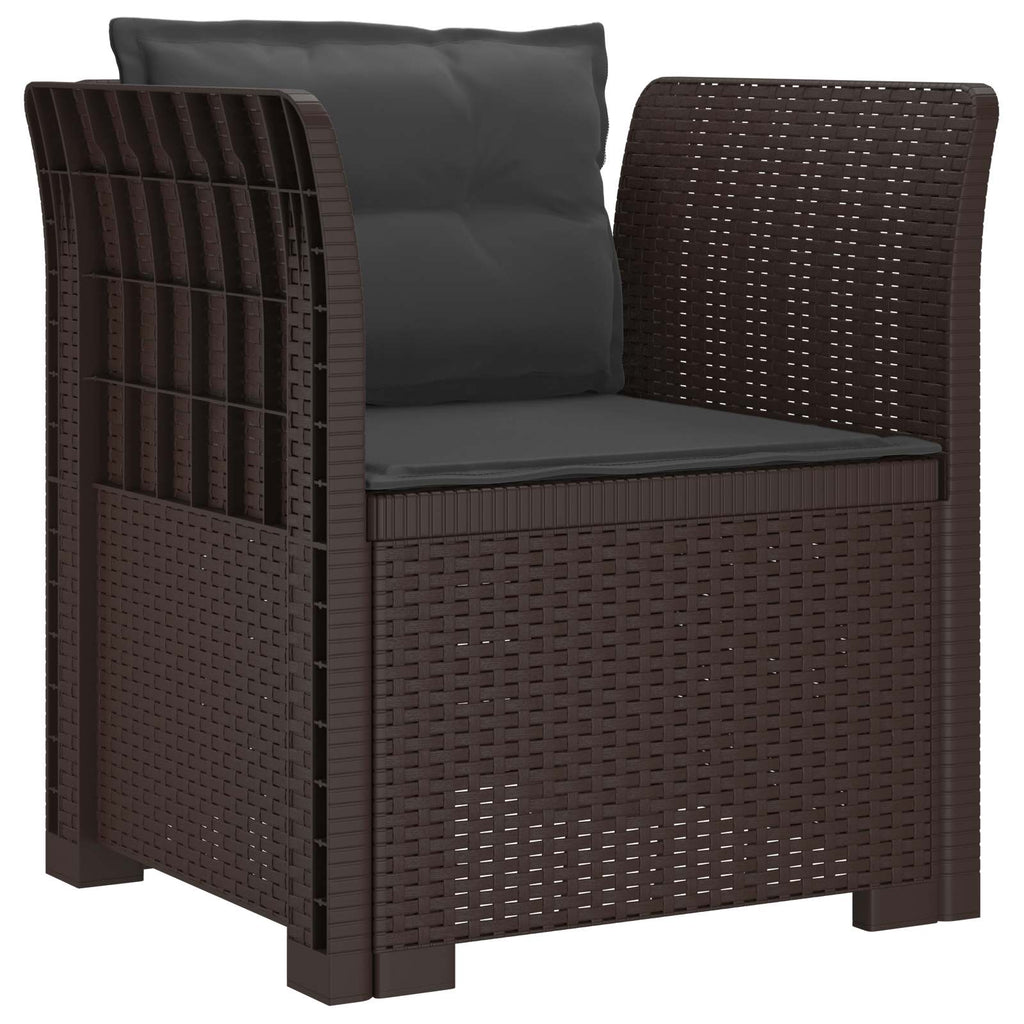 Poltrona a 1 Posto con Cuscini Aspetto Rattan PP Marrone